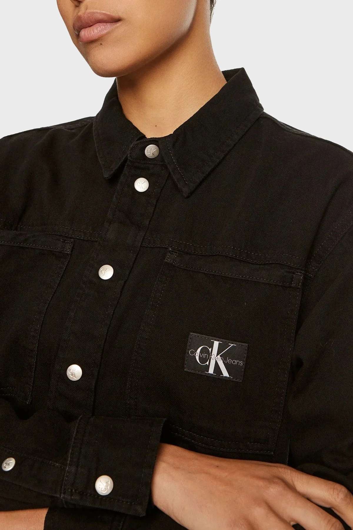 Calvin Klein Pamuklu Regular Fit J20J2236741BY Bayan Kot Ceket J20J223674 1BY SİYAH - 4