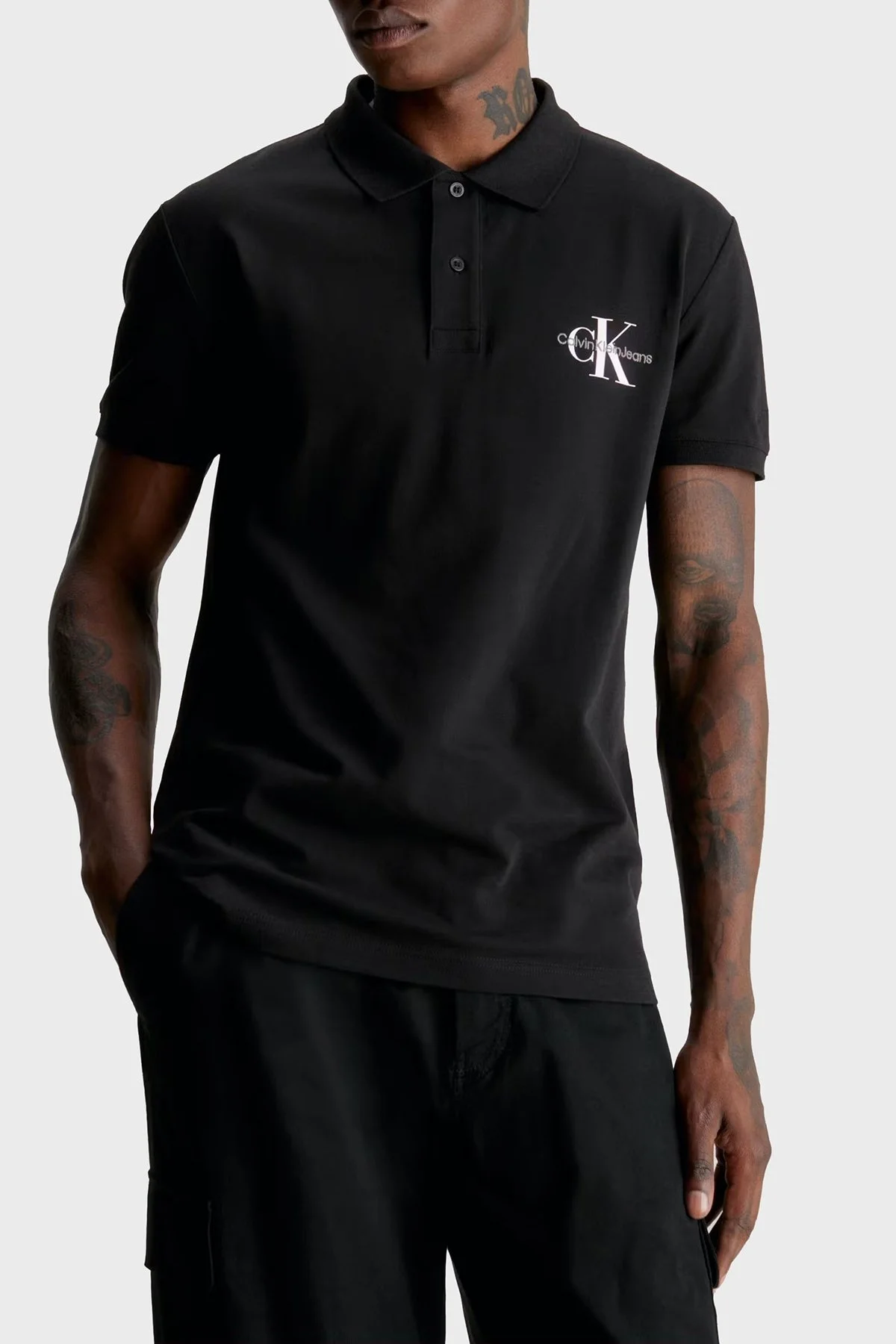 Calvin Klein Pamuklu Regular Fit J30J323395BEH Erkek Polo Yaka T Shirt J30J323395 BEH SİYAH - 1