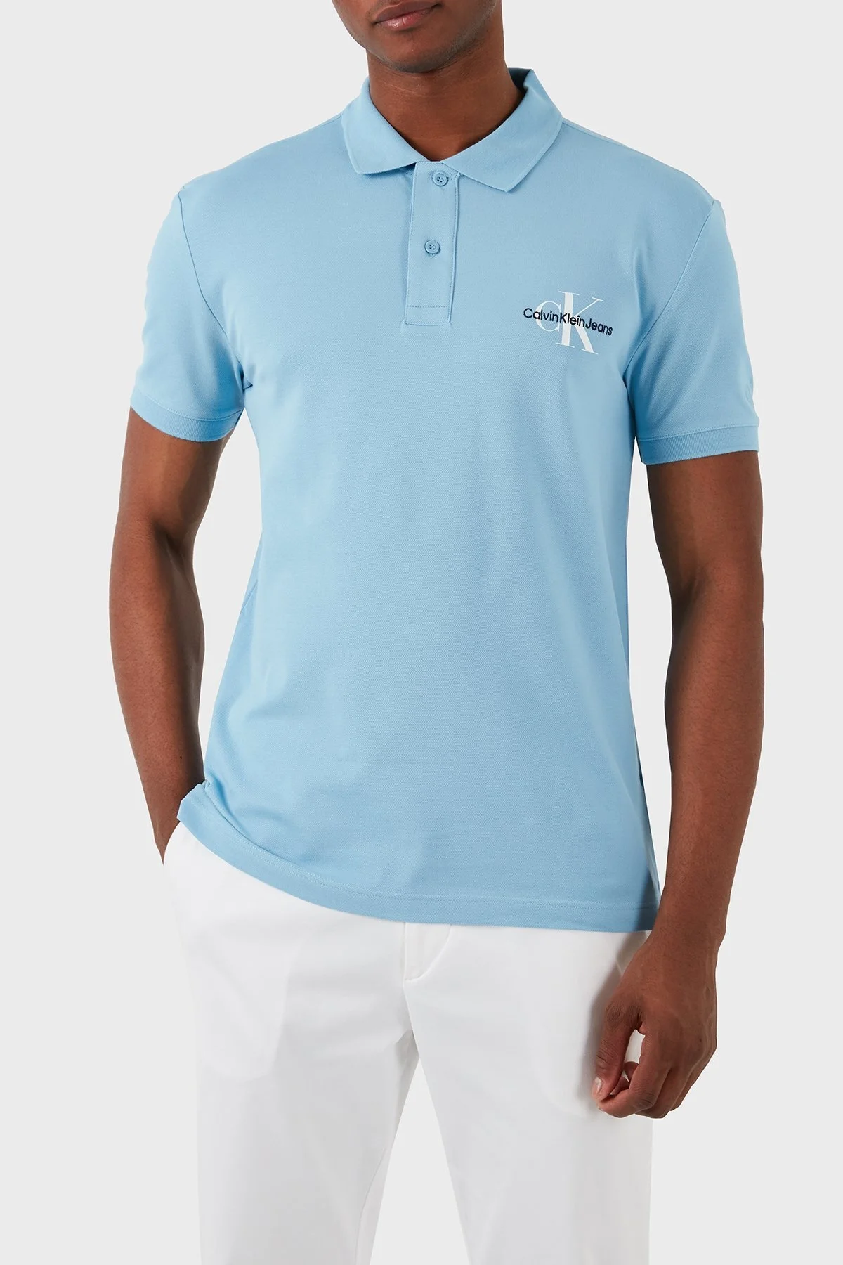 Calvin Klein Pamuklu Regular Fit J30J323395CEZ Erkek Polo Yaka T Shirt J30J323395 CEZ MAVİ - 1