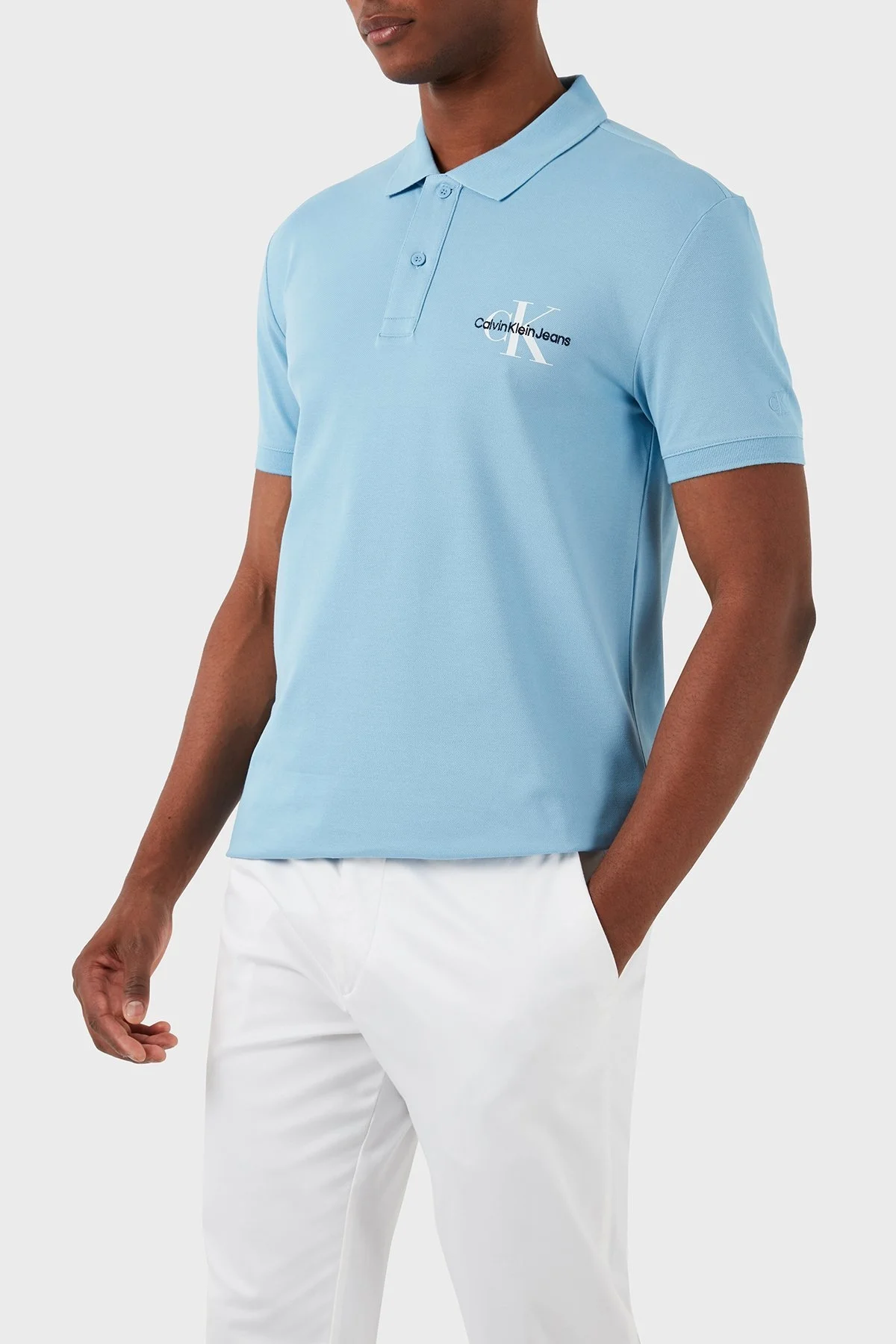 Calvin Klein Pamuklu Regular Fit J30J323395CEZ Erkek Polo Yaka T Shirt J30J323395 CEZ MAVİ - 3