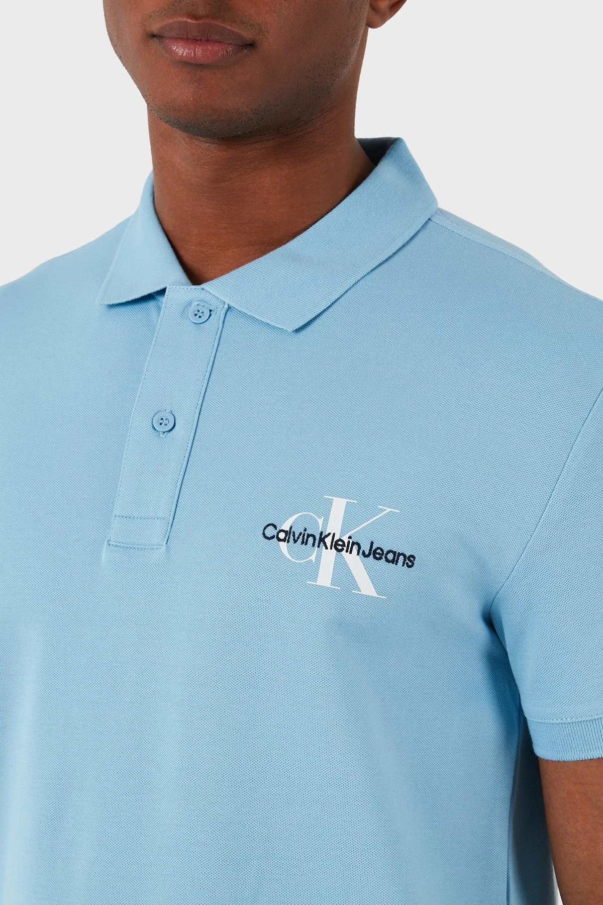 Calvin Klein Pamuklu Regular Fit J30J323395CEZ Erkek Polo Yaka T Shirt J30J323395 CEZ MAVİ - 4