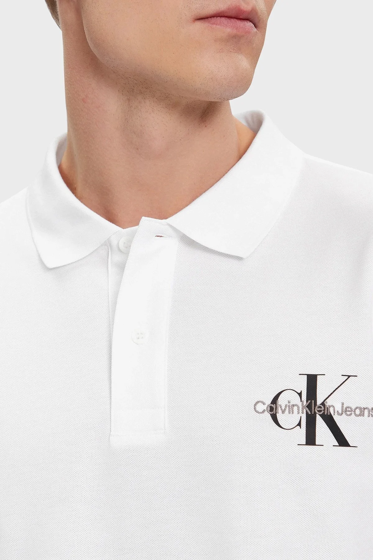 Calvin Klein Pamuklu Regular Fit J30J323395YAF Erkek Polo Yaka T Shirt J30J323395 YAF BEYAZ - 4