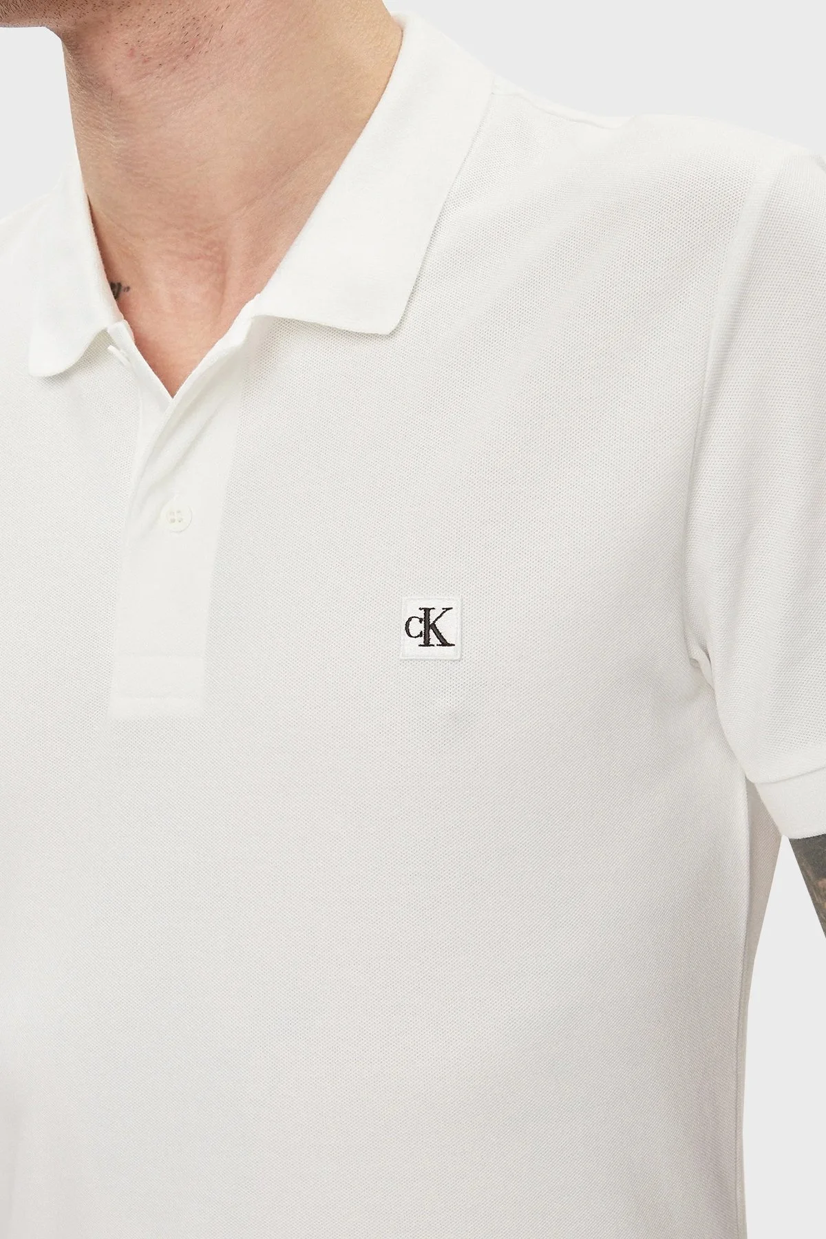 Calvin Klein Pamuklu Regular Fit J30J325269YAF Erkek Polo Yaka T Shirt J30J325269 YAF BEYAZ - 4