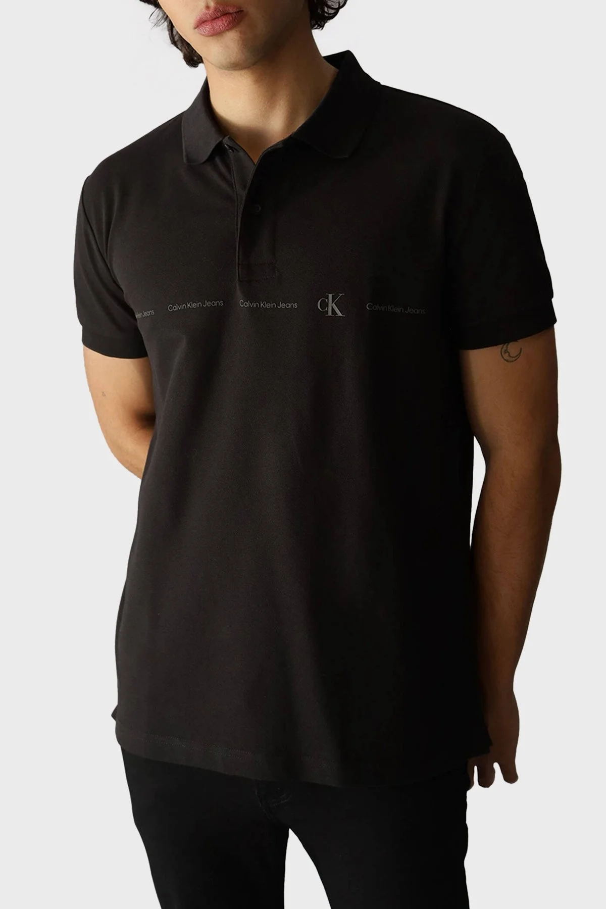 Calvin Klein Pamuklu Regular Fit J30J325432BEH Erkek Polo Yaka T Shirt J30J325432 BEH SİYAH - 1