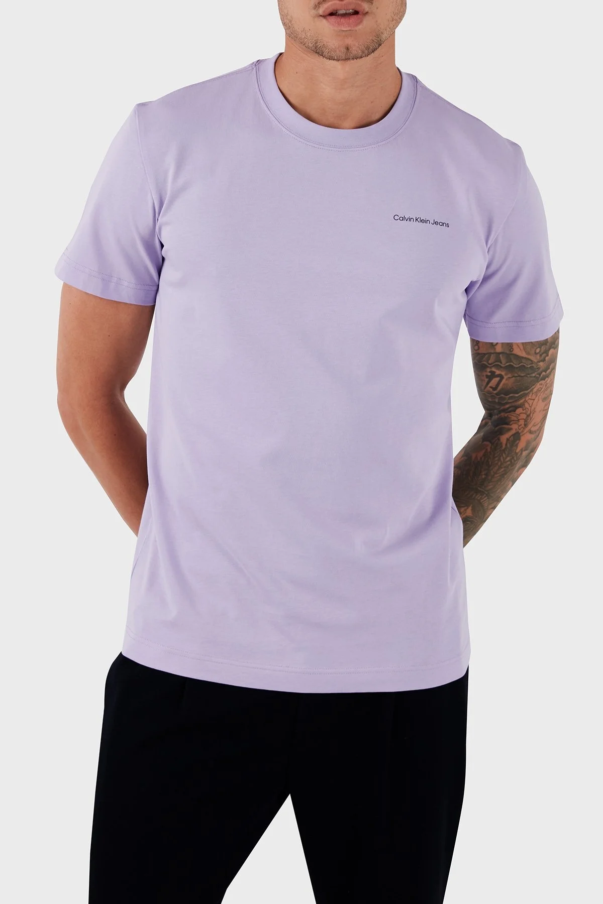 Calvin Klein Pamuklu Regular Fit J30J325679VFR Erkek T Shirt J30J325679 VFR LİLA - 5