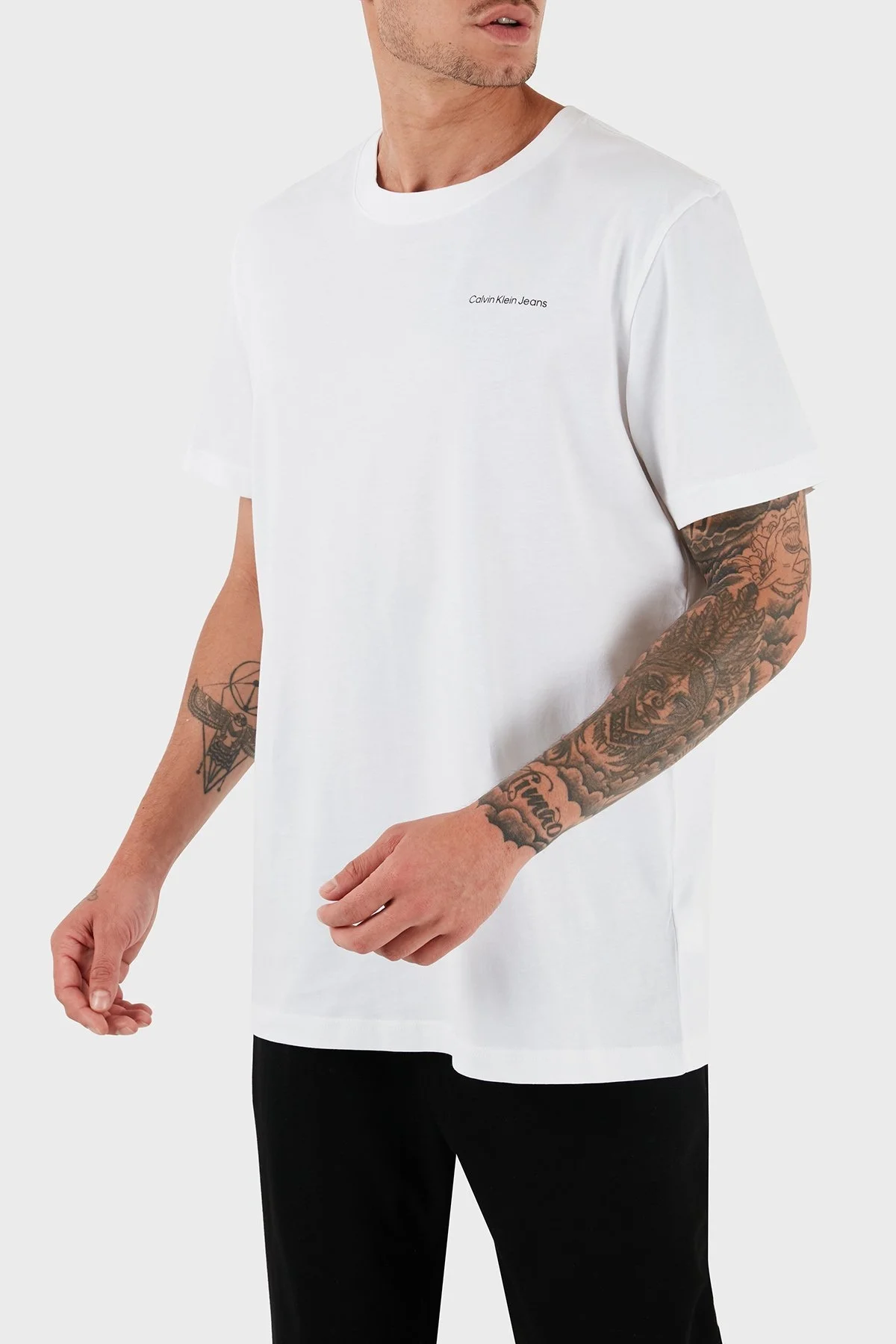 Calvin Klein Pamuklu Regular Fit J30J325679YAF Erkek T Shirt J30J325679 YAF BEYAZ - 3