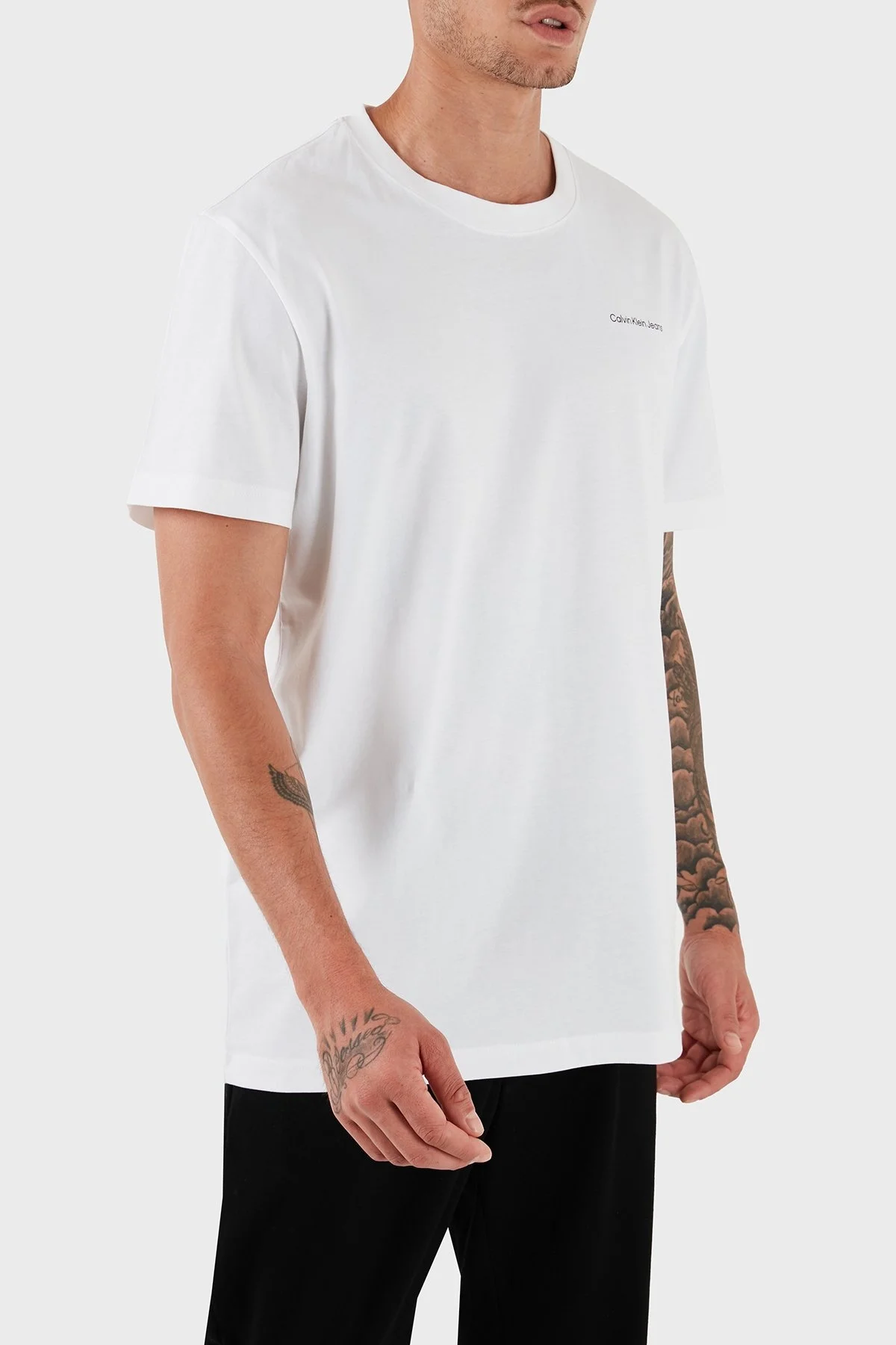 Calvin Klein Pamuklu Regular Fit J30J325679YAF Erkek T Shirt J30J325679 YAF BEYAZ - 4