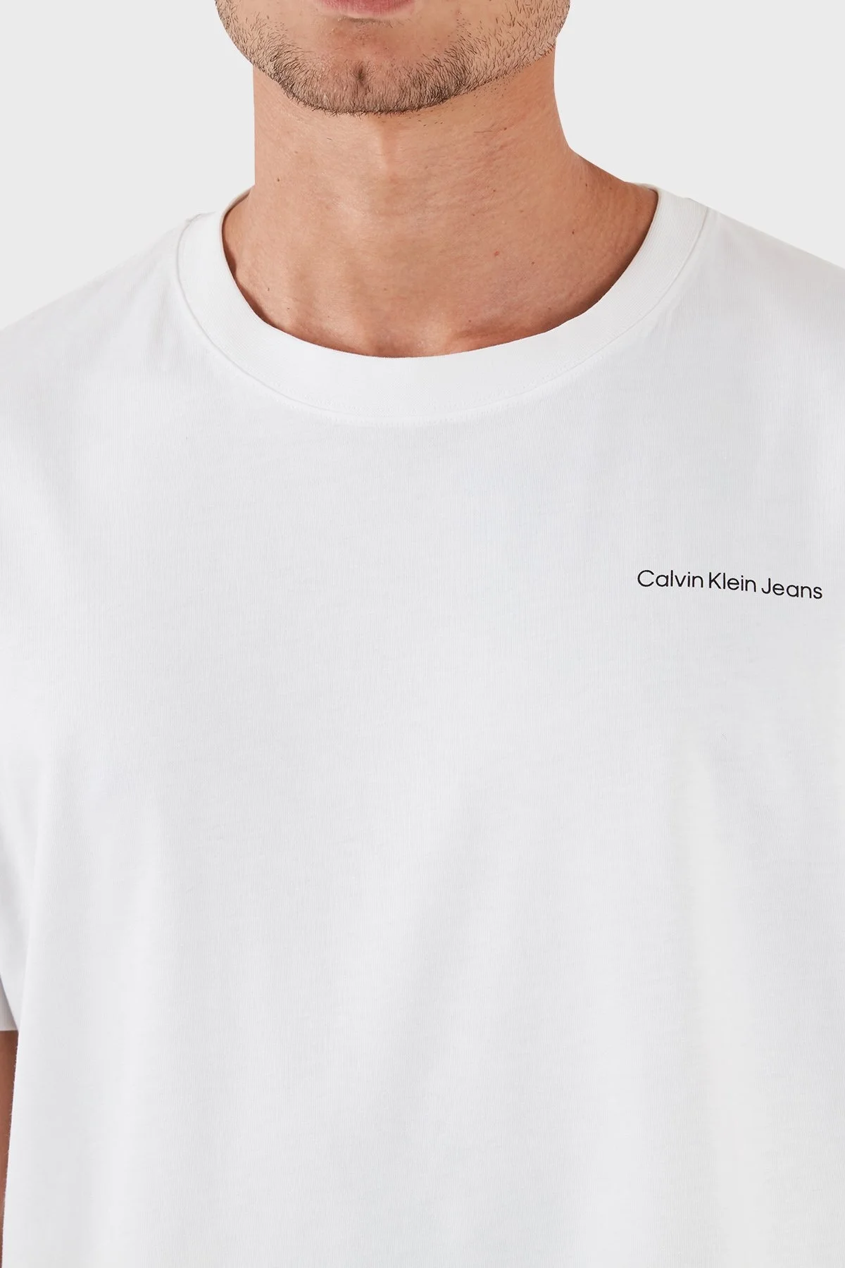 Calvin Klein Pamuklu Regular Fit J30J325679YAF Erkek T Shirt J30J325679 YAF BEYAZ - 5