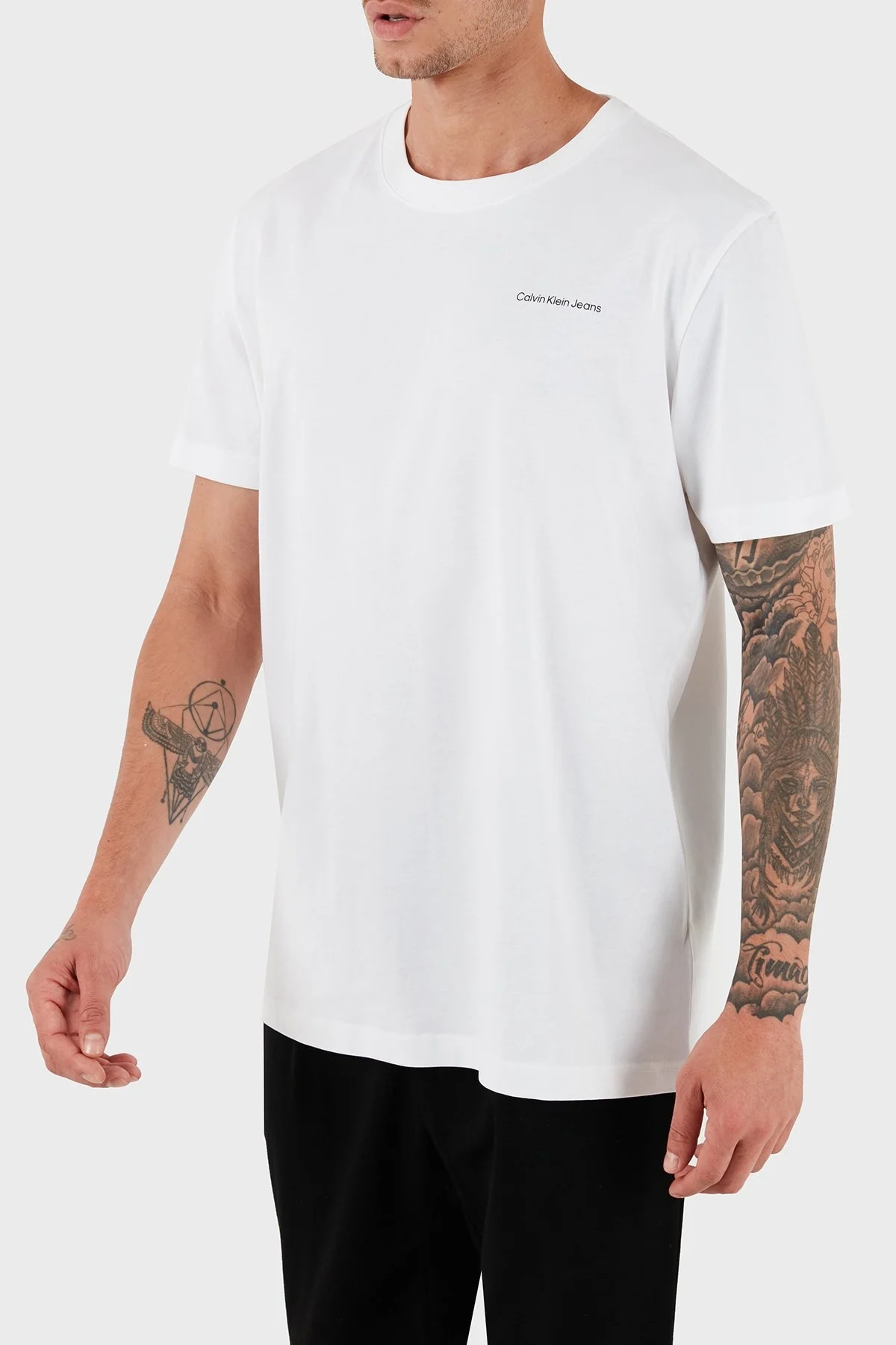 Calvin Klein Pamuklu Regular Fit J30J325679YAF Erkek T Shirt J30J325679 YAF BEYAZ - 6