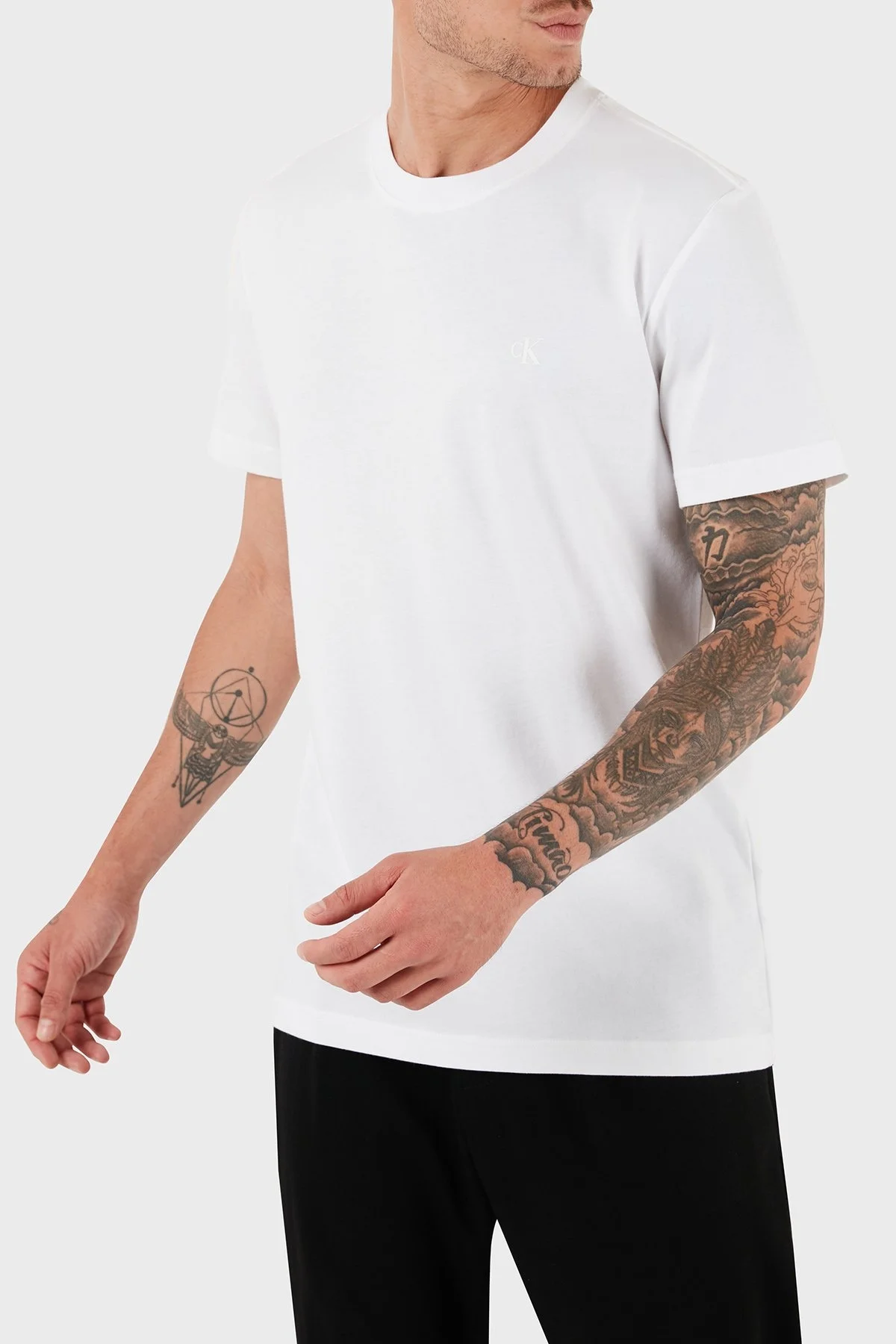 Calvin Klein Pamuklu Regular Fit J30J325683YAF Erkek T Shirt J30J325683 YAF BEYAZ - 3