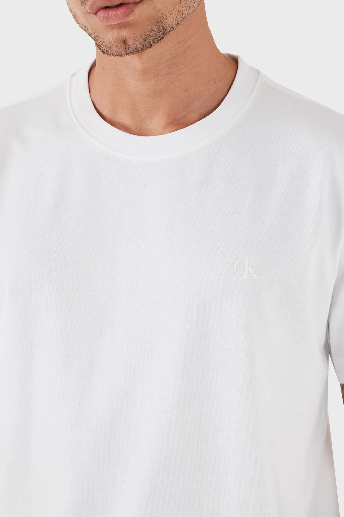 Calvin Klein Pamuklu Regular Fit J30J325683YAF Erkek T Shirt J30J325683 YAF BEYAZ - 5