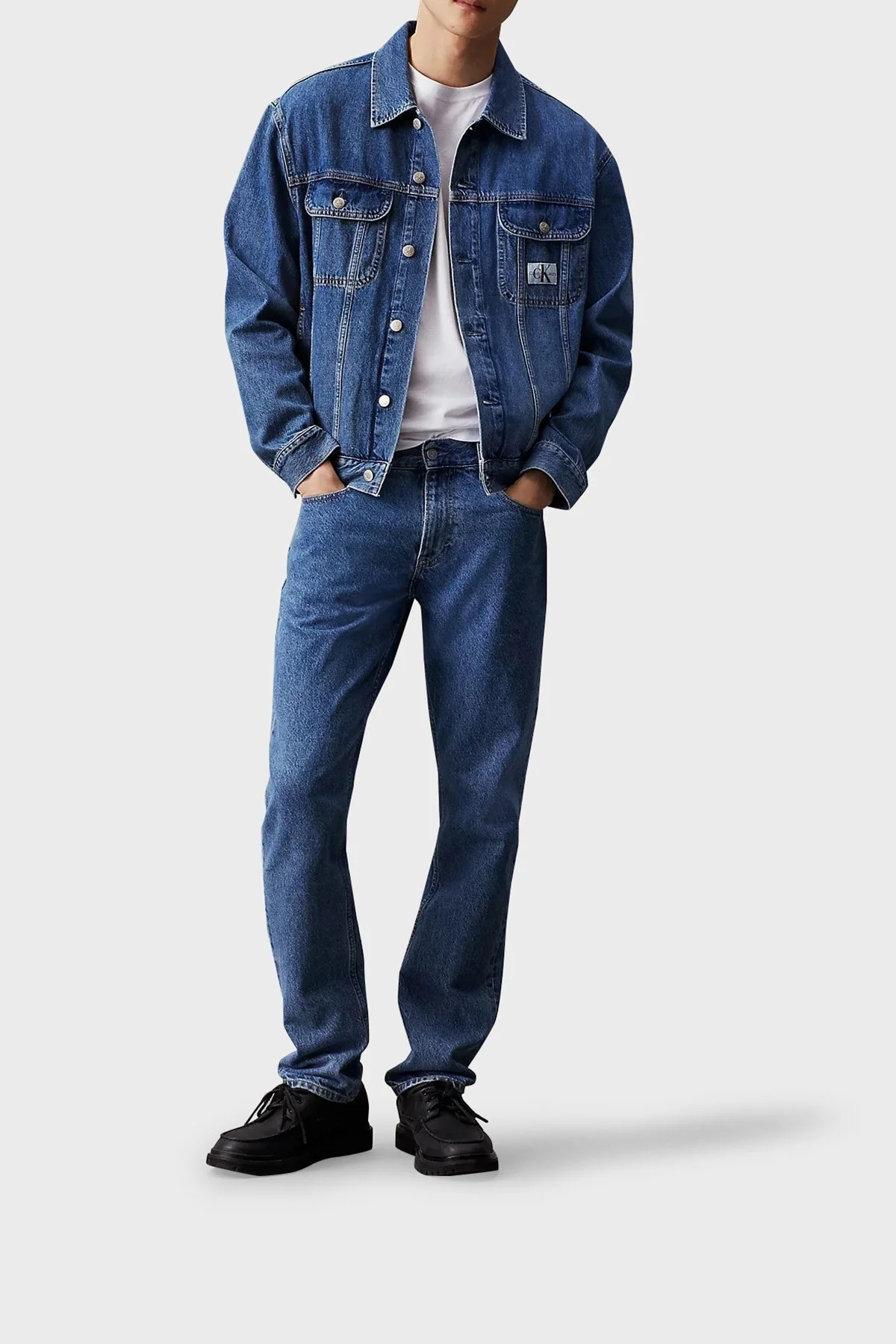 Calvin Klein Pamuklu Regular Fit J30J3257501A4 Erkek Kot Ceket J30J325750 1A4 MAVİ - 3