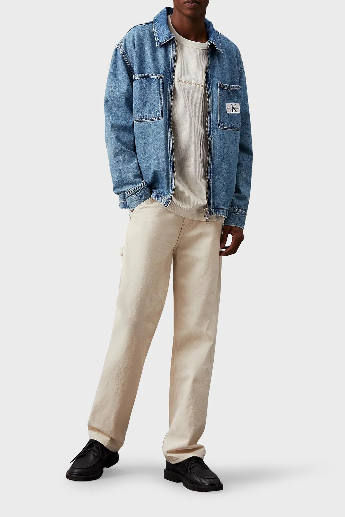 Calvin Klein Pamuklu Regular Fit J30J3257661AA Erkek Kot Gömlek J30J325766 1AA MAVİ - 7