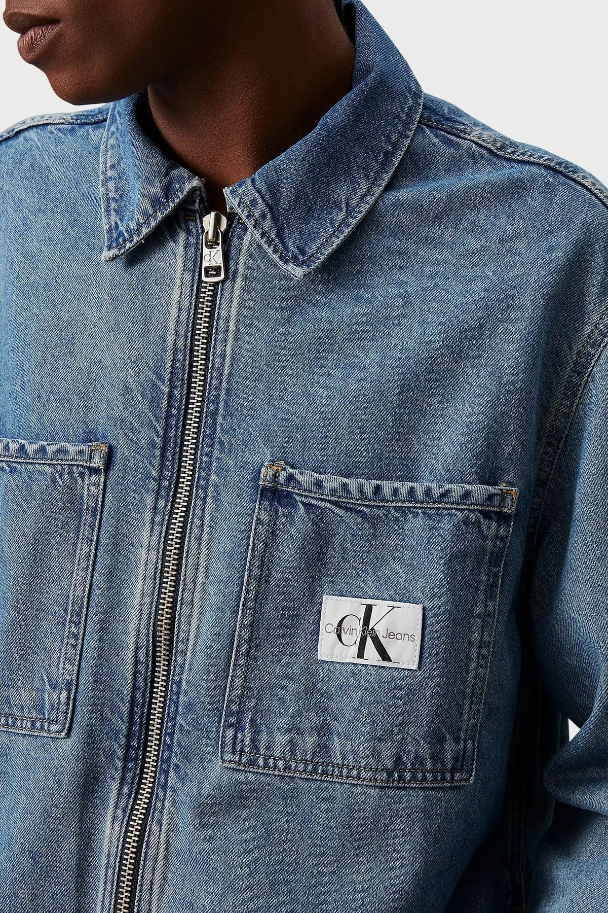 Calvin Klein Pamuklu Regular Fit J30J3257661AA Erkek Kot Gömlek J30J325766 1AA MAVİ - 8