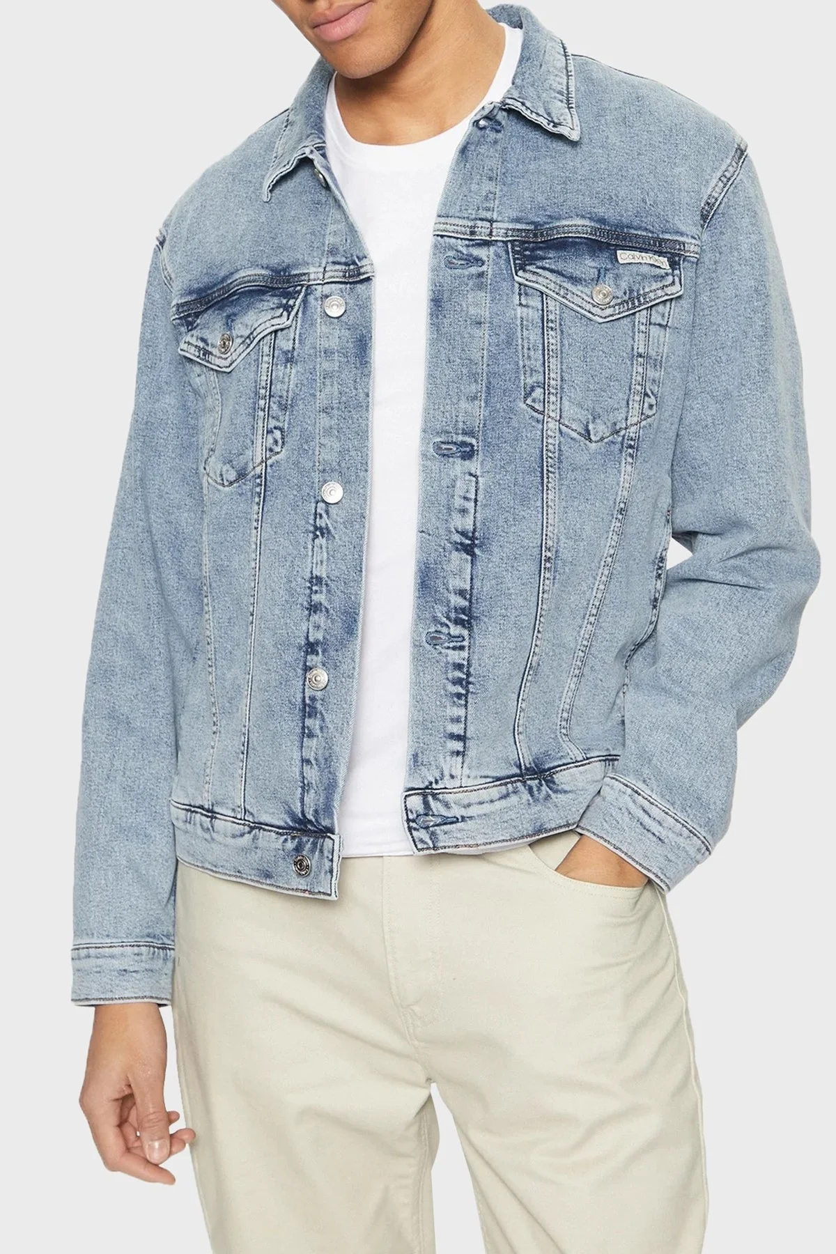 Calvin Klein Pamuklu Regular Fit J30J3265521AA Erkek Kot Ceket J30J326552 1AA AÇIK MAVİ - 6