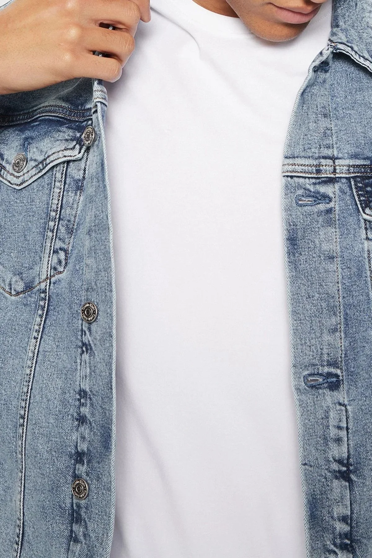 Calvin Klein Pamuklu Regular Fit J30J3265521AA Erkek Kot Ceket J30J326552 1AA AÇIK MAVİ - 9