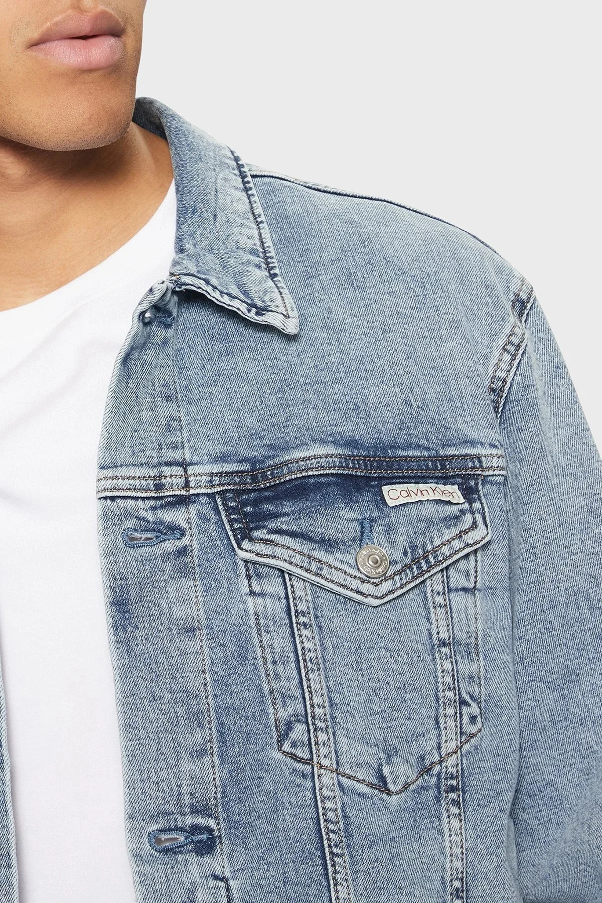 Calvin Klein Pamuklu Regular Fit J30J3265521AA Erkek Kot Ceket J30J326552 1AA AÇIK MAVİ - 10