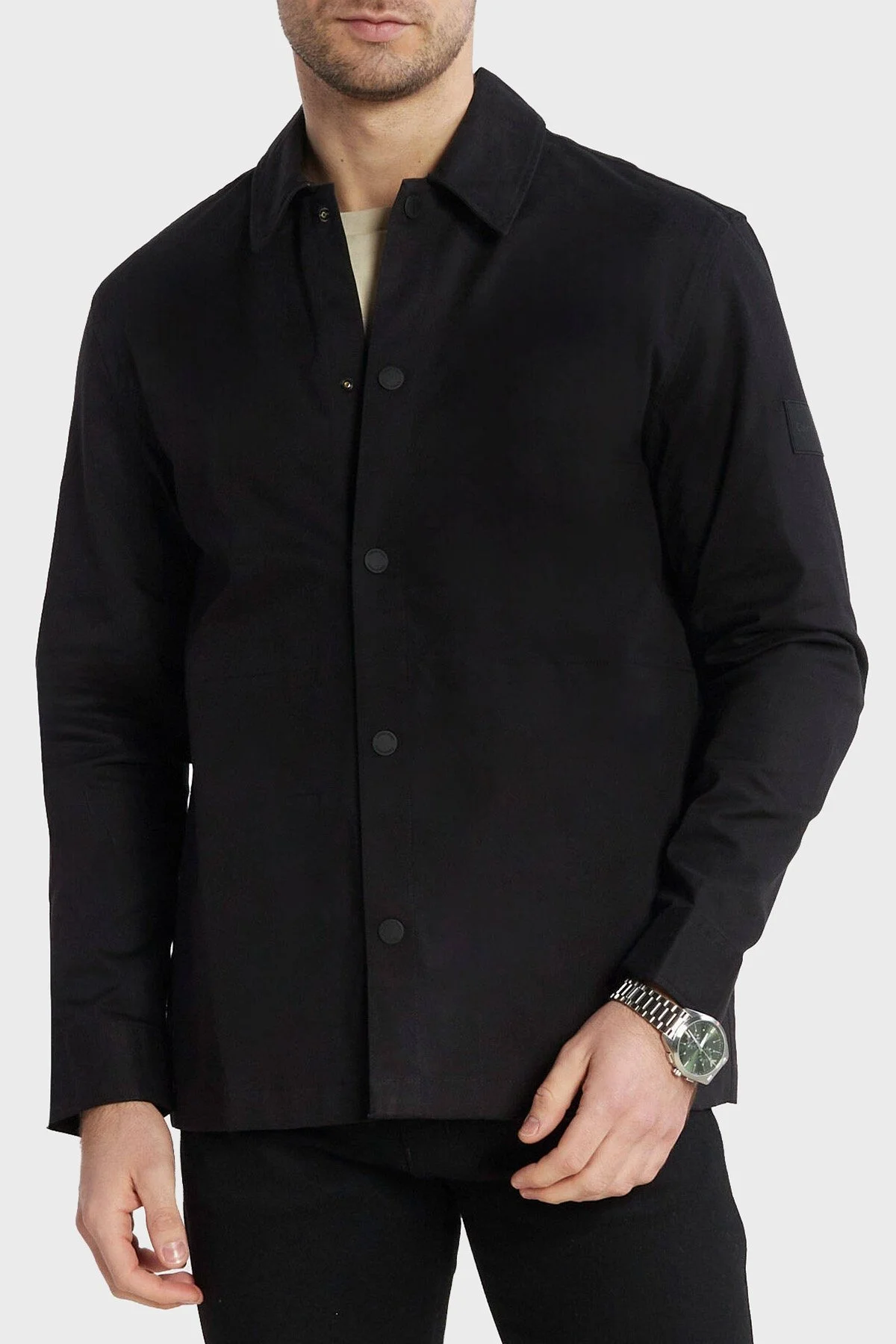 Calvin Klein Pamuklu Regular Fit K10K112315BEH Erkek Gömlek Ceket K10K112315 BEH SİYAH - 3