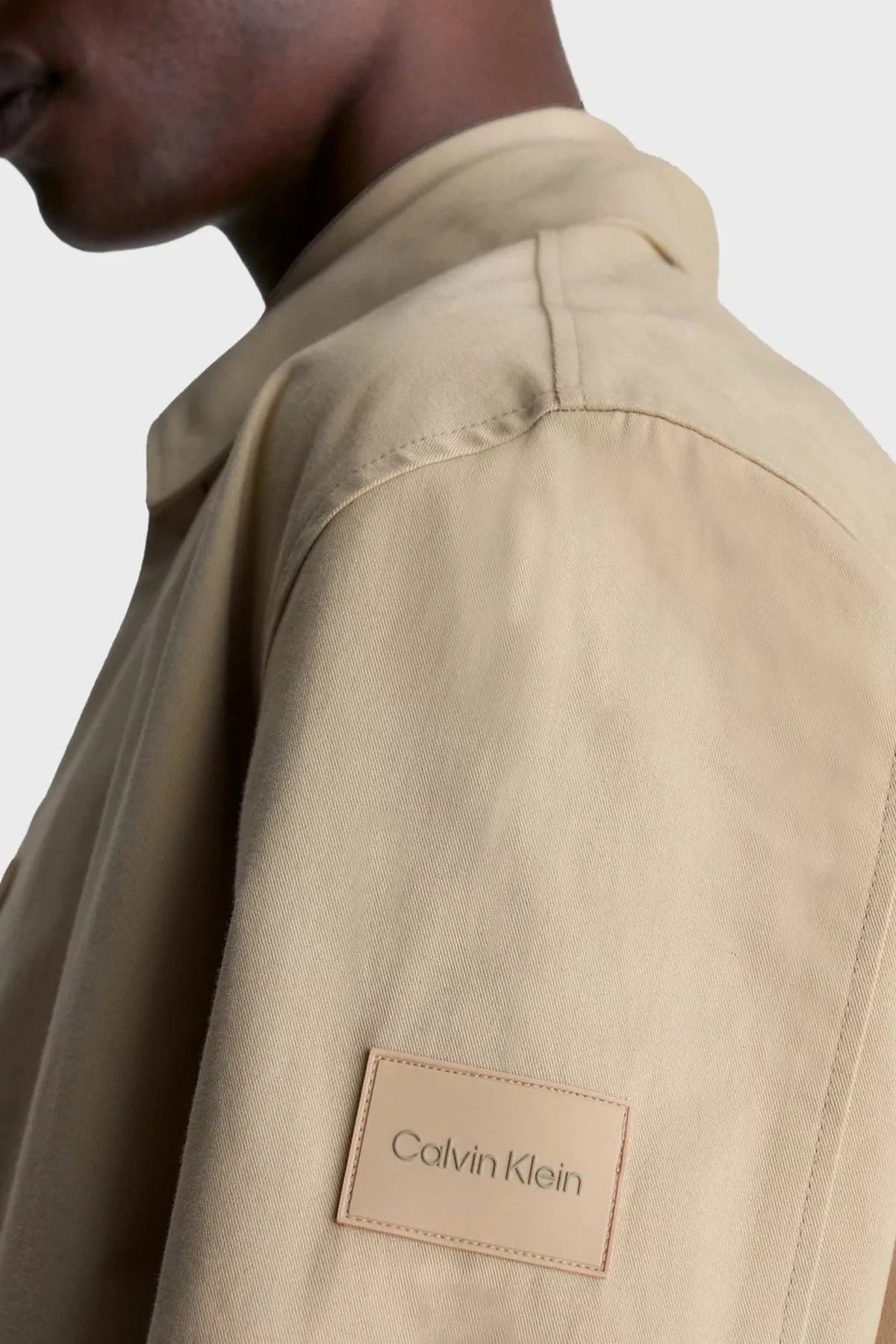 Calvin Klein Pamuklu Regular Fit K10K112315LEB Erkek Gömlek Ceket K10K112315 LEB KREM - 3
