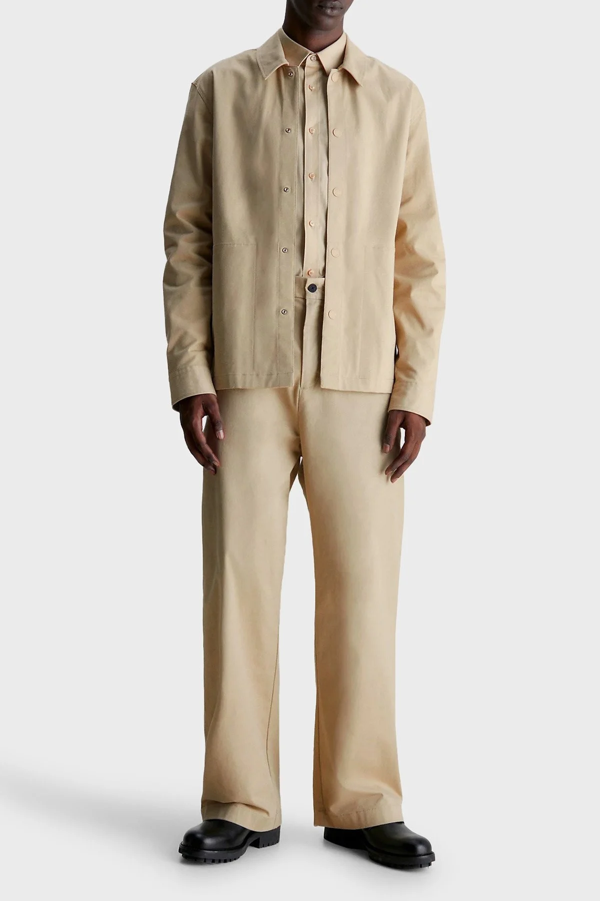 Calvin Klein Pamuklu Regular Fit K10K112315LEB Erkek Gömlek Ceket K10K112315 LEB KREM - 4