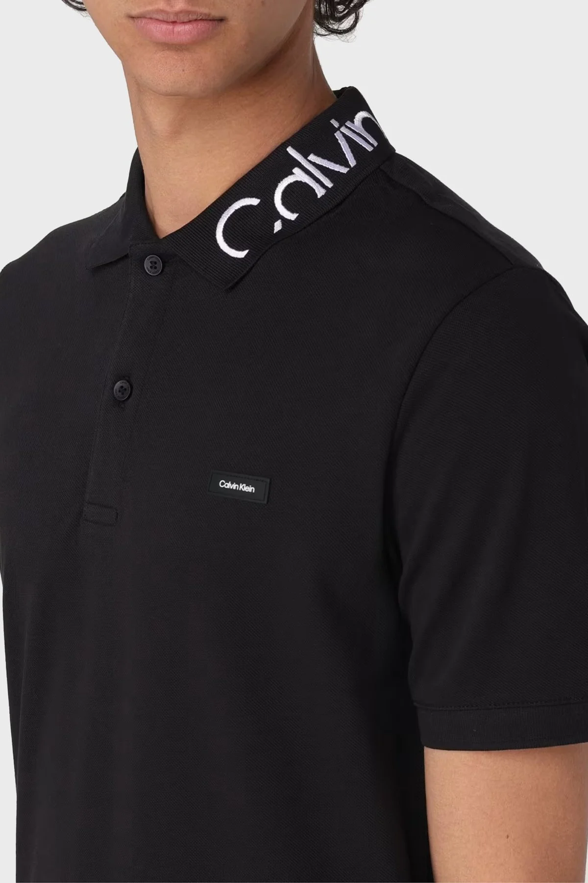 Calvin Klein Pamuklu Regular Fit K10K112467BEH Erkek Polo Yaka T Shirt K10K112467 BEH SİYAH - 3