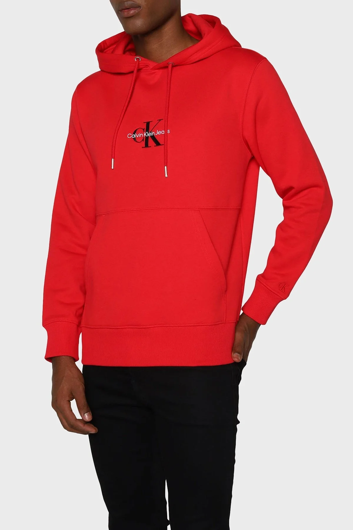 Calvin Klein Pamuklu Regular Fit Kanguru Cepli Kapüşonlu Erkek Sweat J30J320836 XL6 KIRMIZI - 1