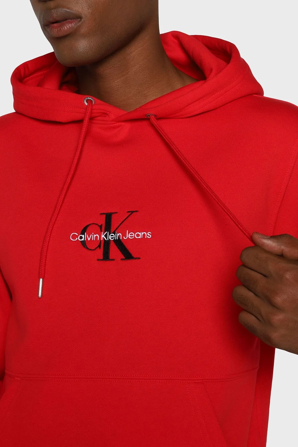 Calvin Klein Pamuklu Regular Fit Kanguru Cepli Kapüşonlu Erkek Sweat J30J320836 XL6 KIRMIZI - 3