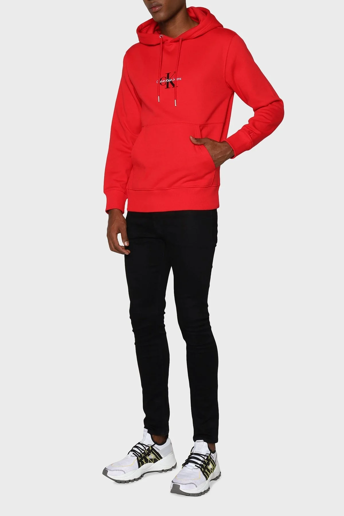 Calvin Klein Pamuklu Regular Fit Kanguru Cepli Kapüşonlu Erkek Sweat J30J320836 XL6 KIRMIZI - 4