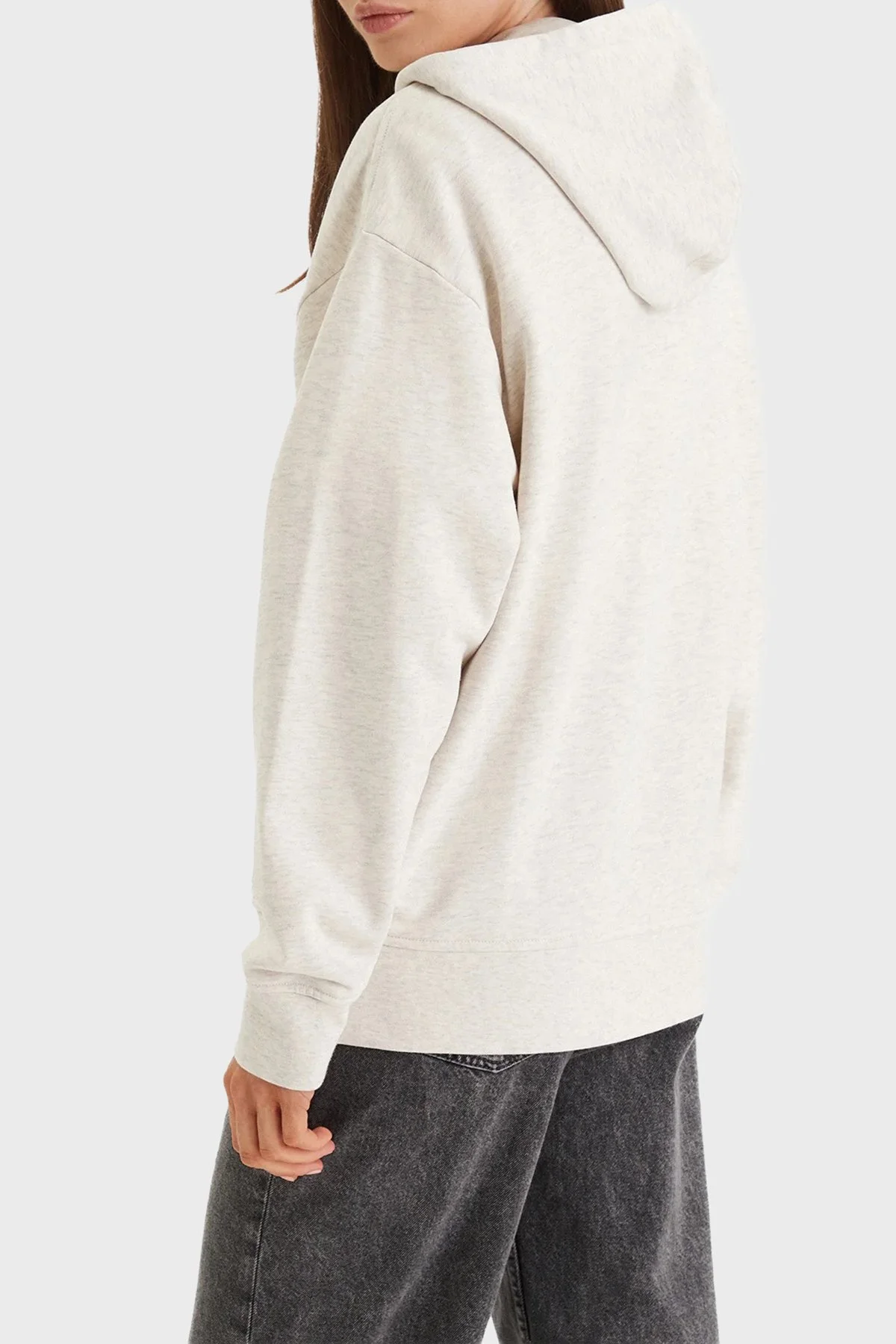 Calvin Klein Pamuklu Regular Fit Kapüşon Yaka LV047F205GP4P Bayan Sweat LV047F205G P4P BEJ - 3