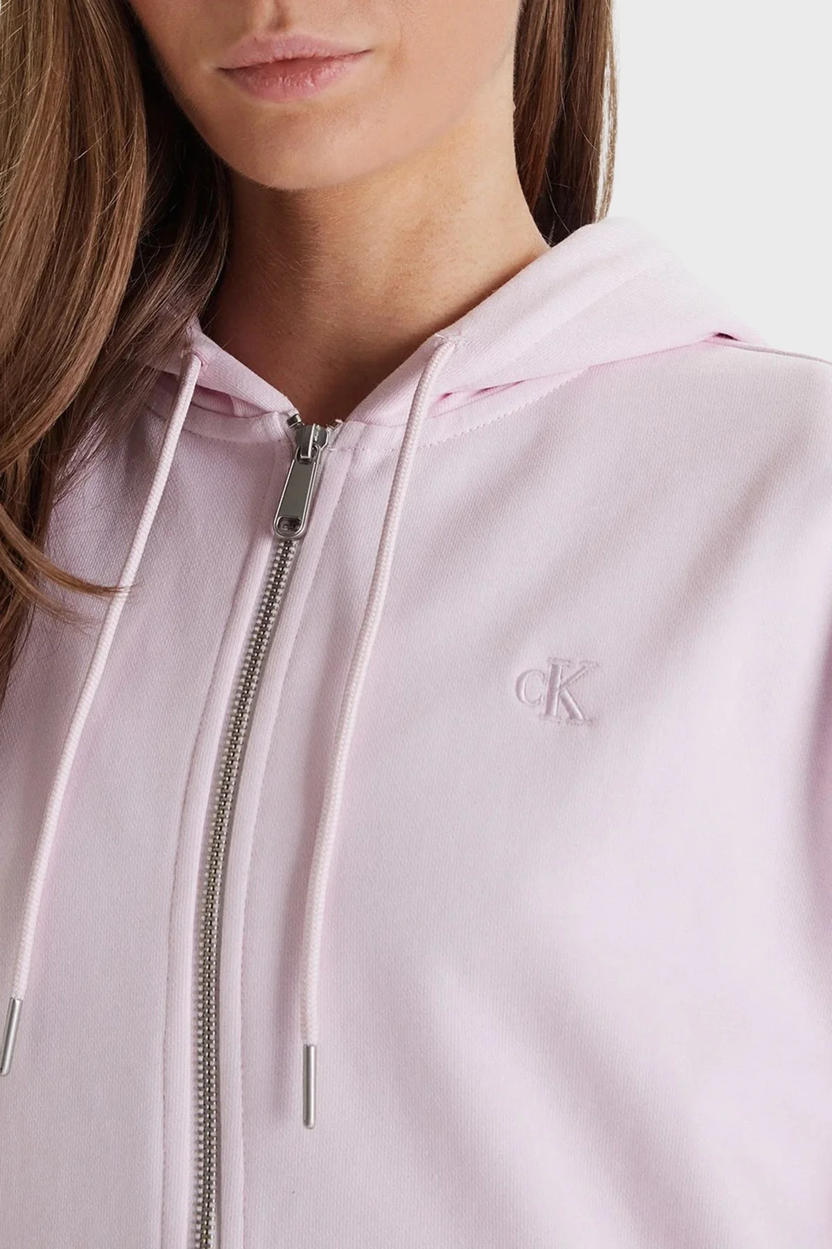Calvin Klein Pamuklu Regular Fit Kapüşonlu Fermuarlı LV047B237GTN9 Bayan Sweat LV047B237G TN9 PEMBE - 4