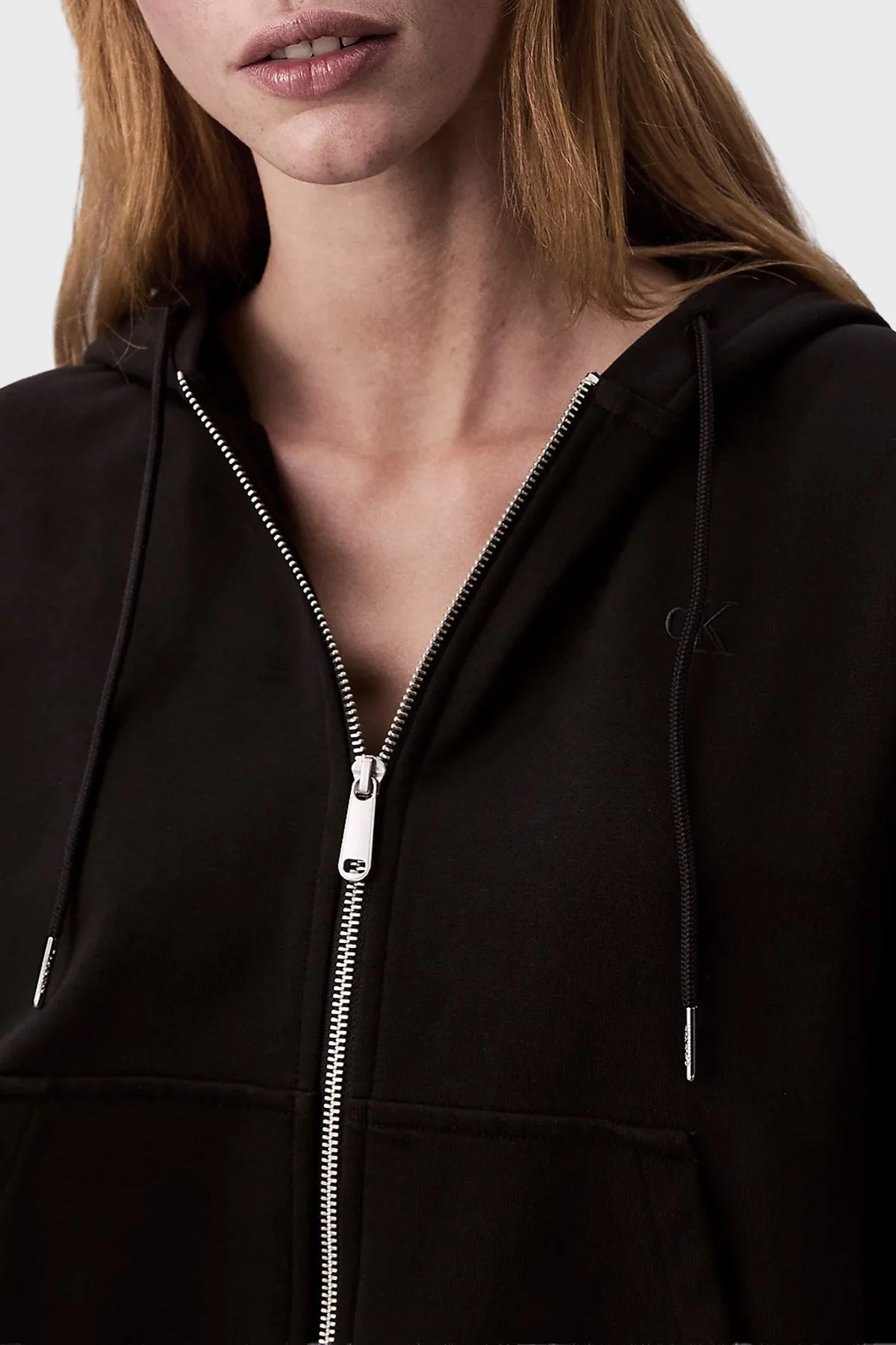 Calvin Klein Pamuklu Regular Fİt Kapüşonlu Fermuarlı LV047B237GUB1 Bayan Sweat LV047B237G UB1 SİYAH - 4