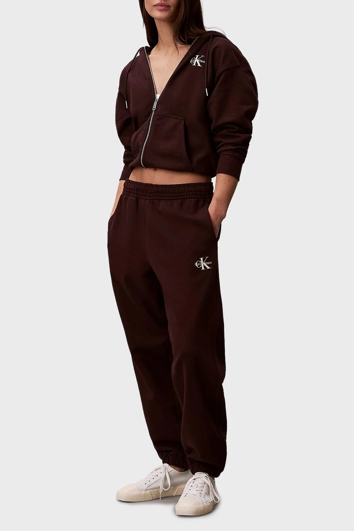 Calvin Klein Pamuklu Regular Fit Kapüşonlu Logolu LV047B270G2E8 Bayan Sweat LV047B270G 2E8 MOR - 2