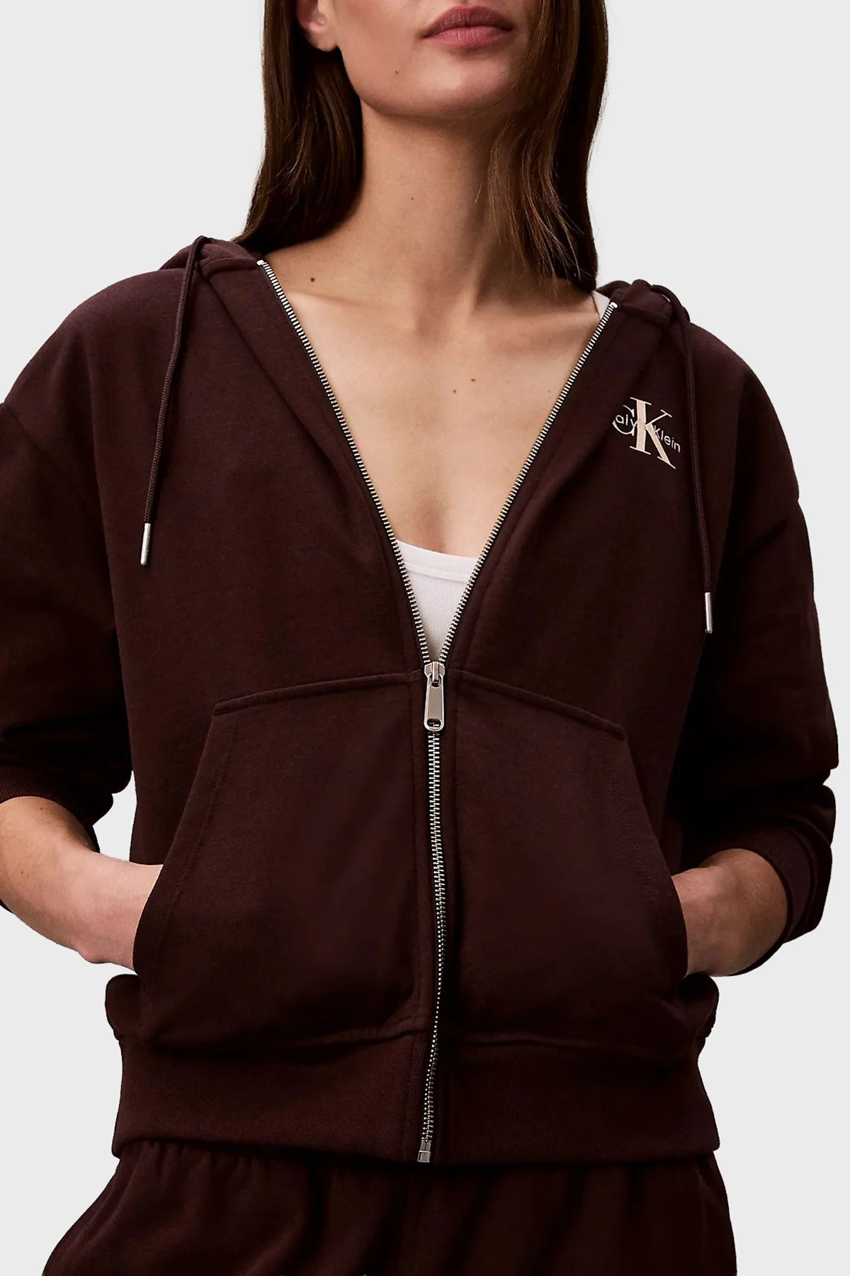 Calvin Klein Pamuklu Regular Fit Kapüşonlu Logolu LV047B270G2E8 Bayan Sweat LV047B270G 2E8 MOR - 4