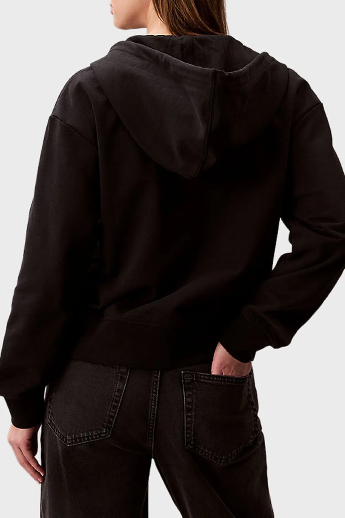 Calvin Klein Pamuklu Regular Fit Kapüşonlu Logolu LV047B270GUB1 Bayan Sweat LV047B270G UB1 SİYAH - 3