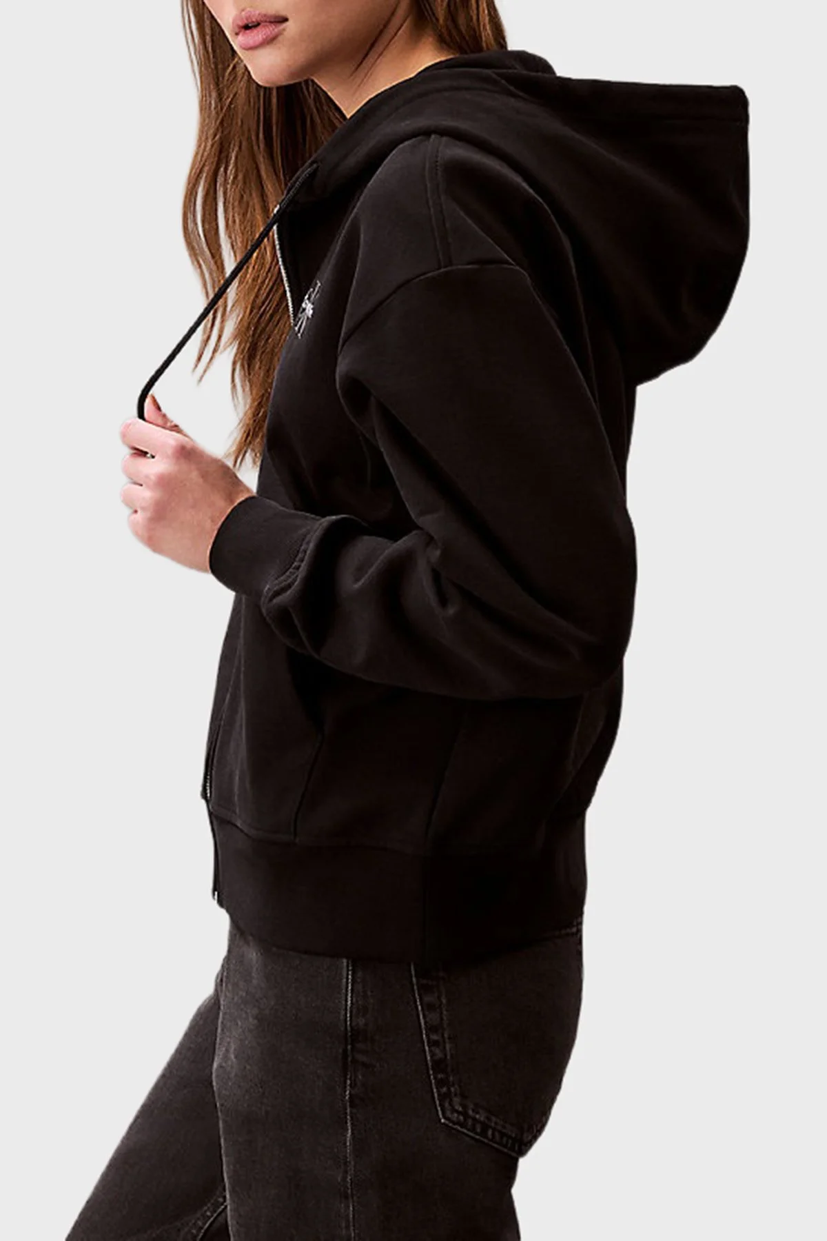 Calvin Klein Pamuklu Regular Fit Kapüşonlu Logolu LV047B270GUB1 Bayan Sweat LV047B270G UB1 SİYAH - 5