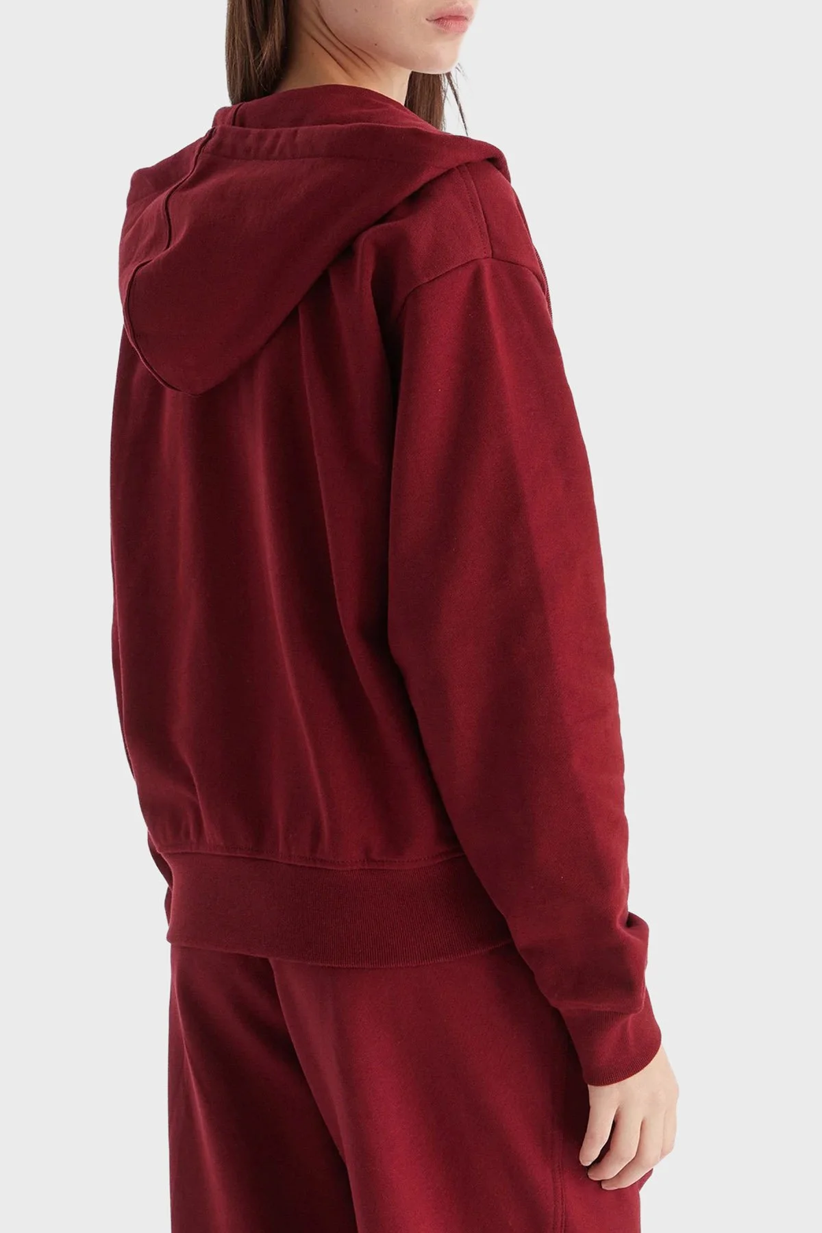 Calvin Klein Pamuklu Regular Fit Kapüşonlu Logolu LV047B270GWCV Bayan Sweat LV047B270G WCV BORDO - 3