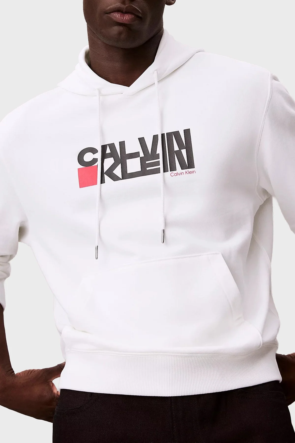 Calvin Klein Pamuklu Regular Fit Kapüşonlu Logolu LV04RD258GYAF Erkek Sweat LV04RD258G YAF BEYAZ - 4