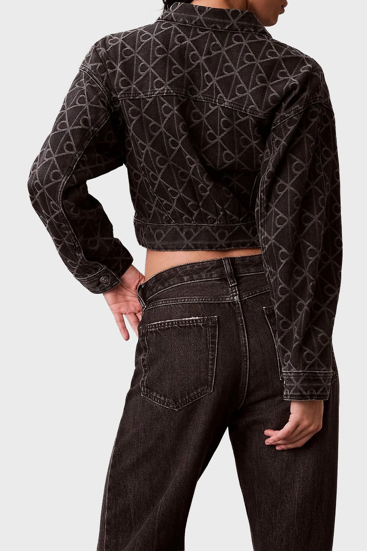 Calvin Klein Pamuklu Regular Fit Logo Detaylı Denim LV047E621GYCL Bayan Kot Ceket LV047E621G YCL SİYAH - 3