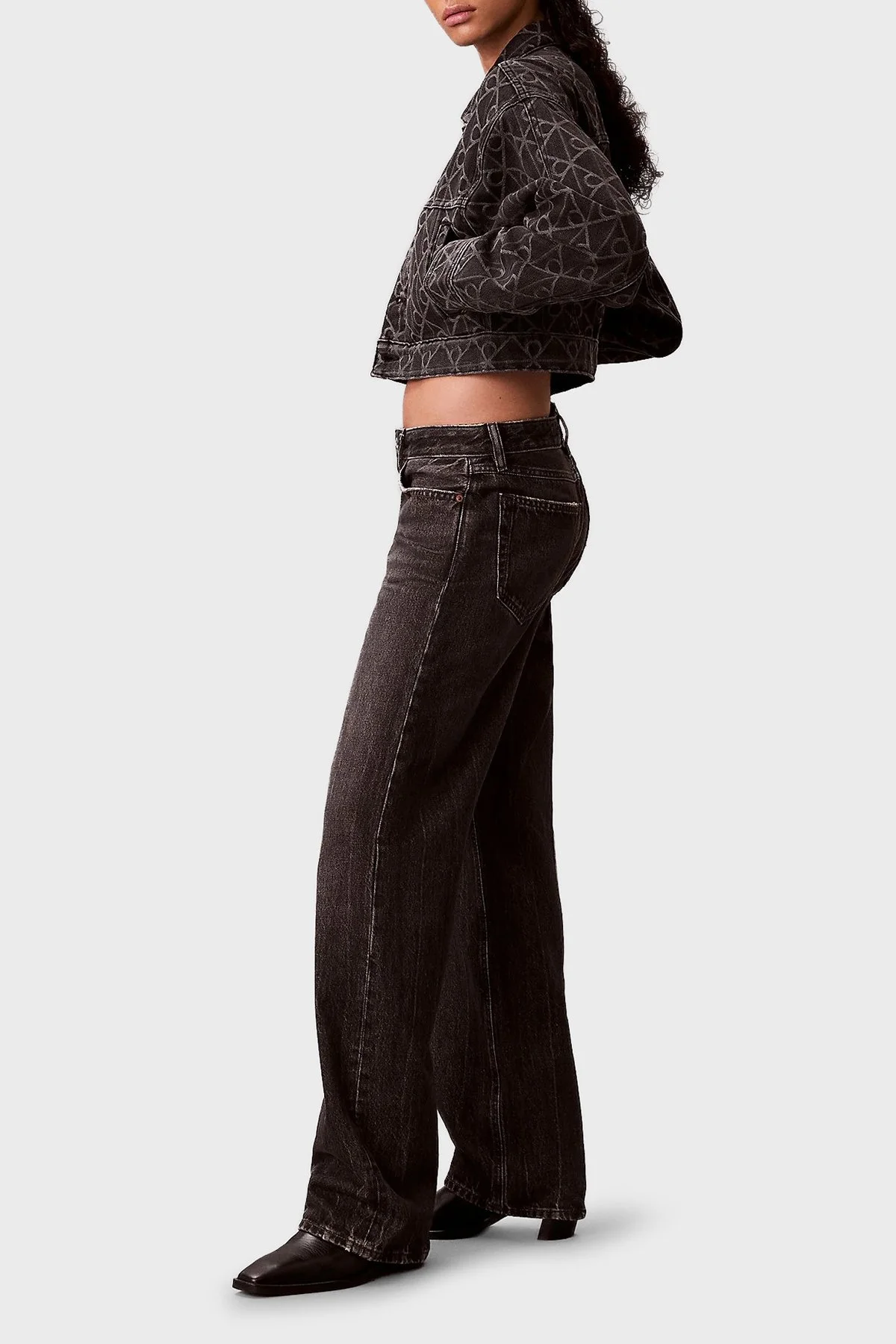 Calvin Klein Pamuklu Regular Fit Logo Detaylı Denim LV047E621GYCL Bayan Kot Ceket LV047E621G YCL SİYAH - 4