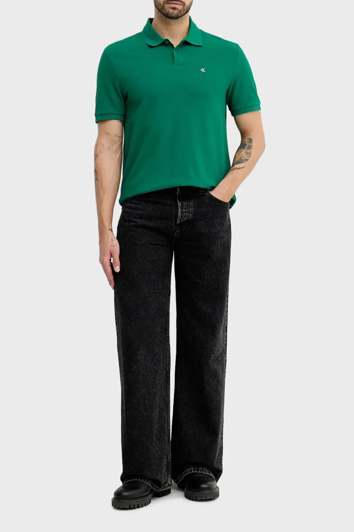 Calvin Klein Pamuklu Regular Fit Logo Nakışlı LV040EM2692ES Erkek Polo LV040EM269 2ES YEŞİL - 2