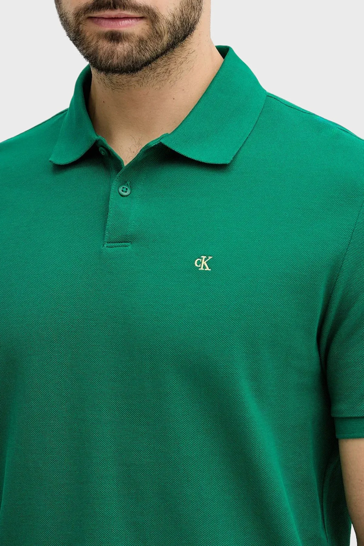Calvin Klein Pamuklu Regular Fit Logo Nakışlı LV040EM2692ES Erkek Polo LV040EM269 2ES YEŞİL - 4