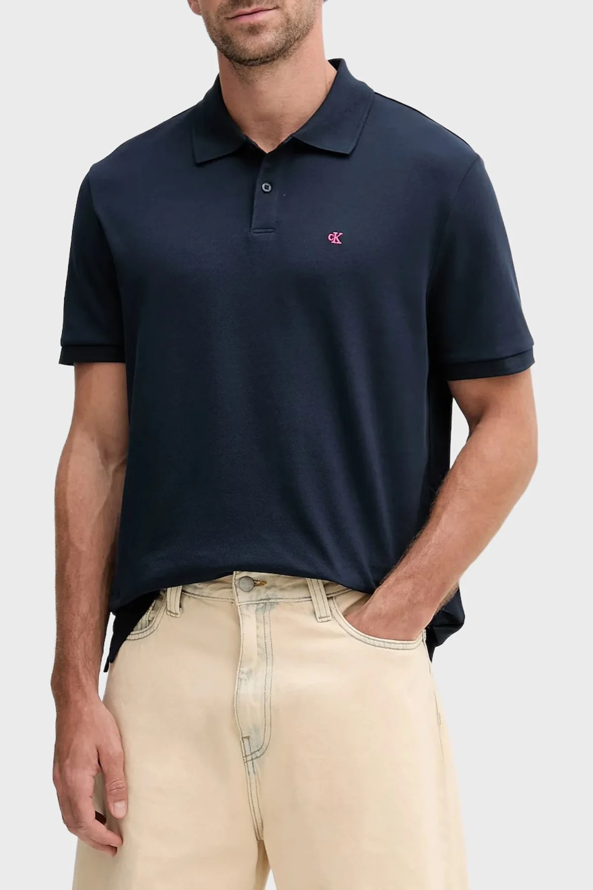 Calvin Klein Pamuklu Regular Fit Logo Nakışlı LV040EM269CEF Erkek Polo LV040EM269 CEF LACİVERT - 1