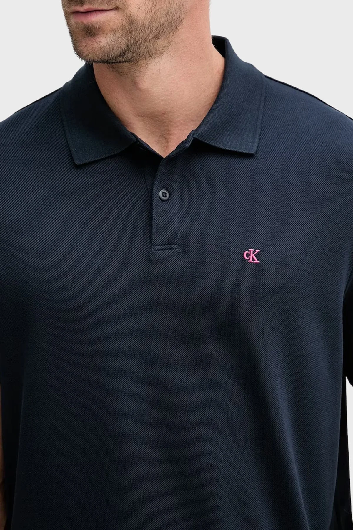 Calvin Klein Pamuklu Regular Fit Logo Nakışlı LV040EM269CEF Erkek Polo LV040EM269 CEF LACİVERT - 3