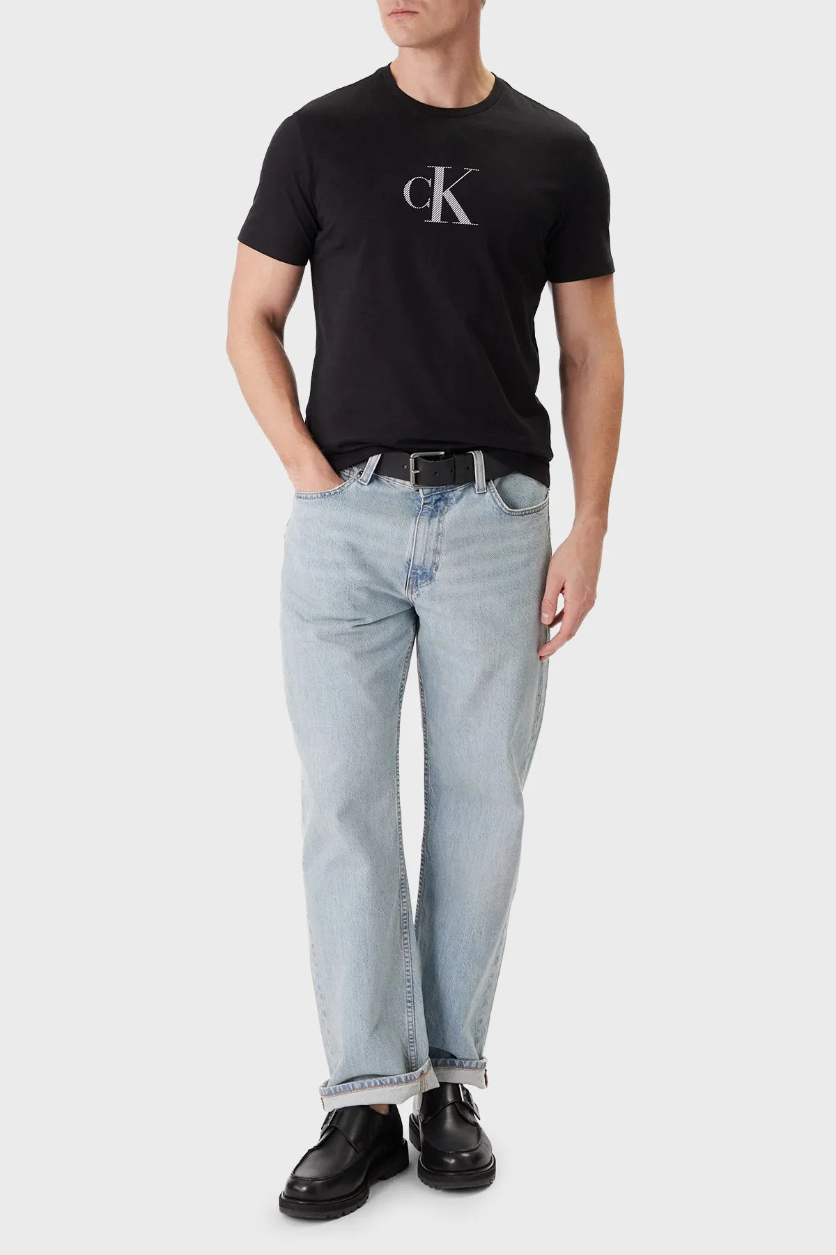 Calvin Klein Pamuklu Regular Fit Logolu Biaiklet Yaka LV04RF853GUB1 Erkek T Shirt LV04RF853G UB1 SİYAH - 2