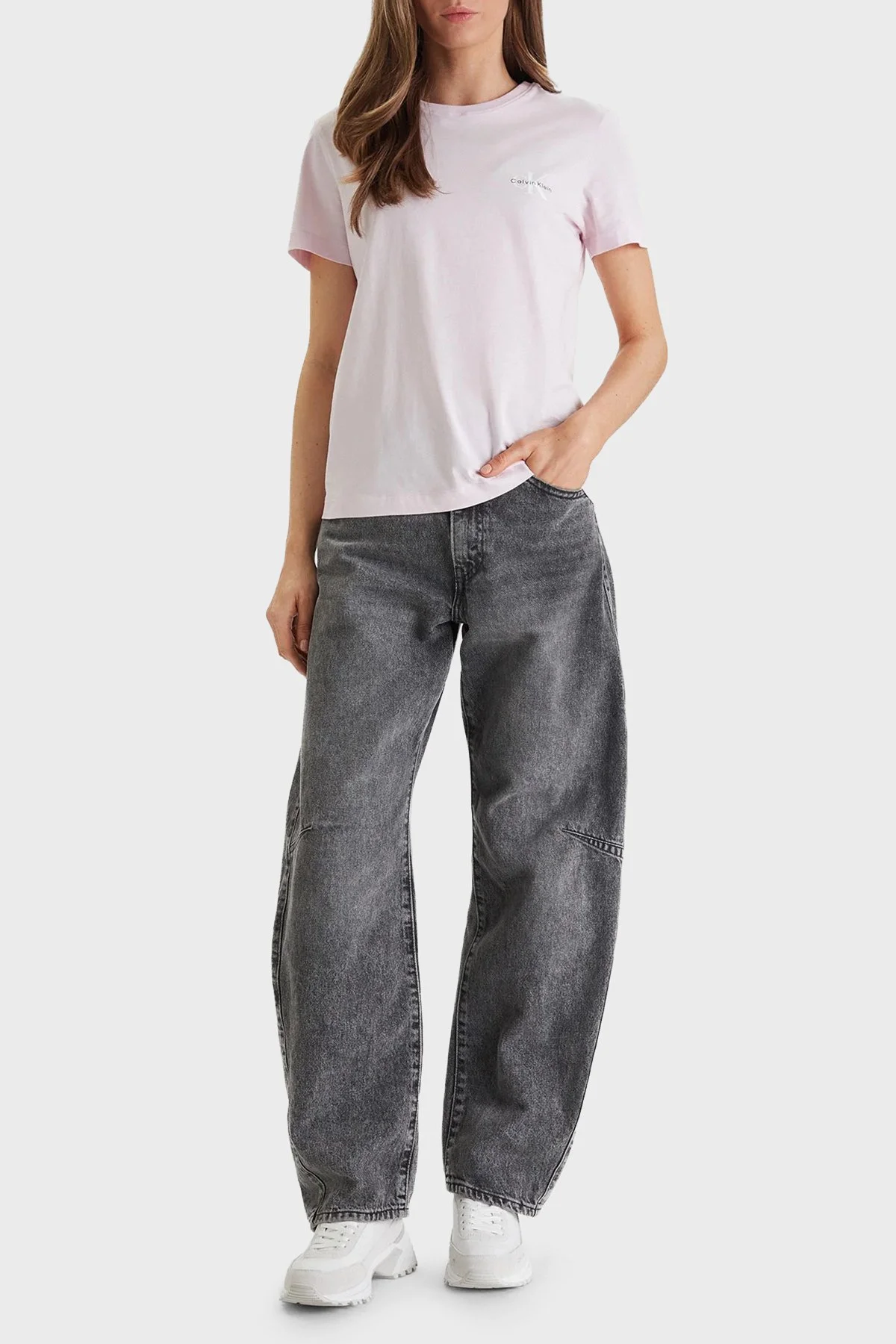 Calvin Klein Pamuklu Regular Fit Logolu Bisiklet Yaka 2 Pack LV047C905G8Z6 Bayan T Shirt LV047C905G 8Z6 Pembe-Siyah - 3