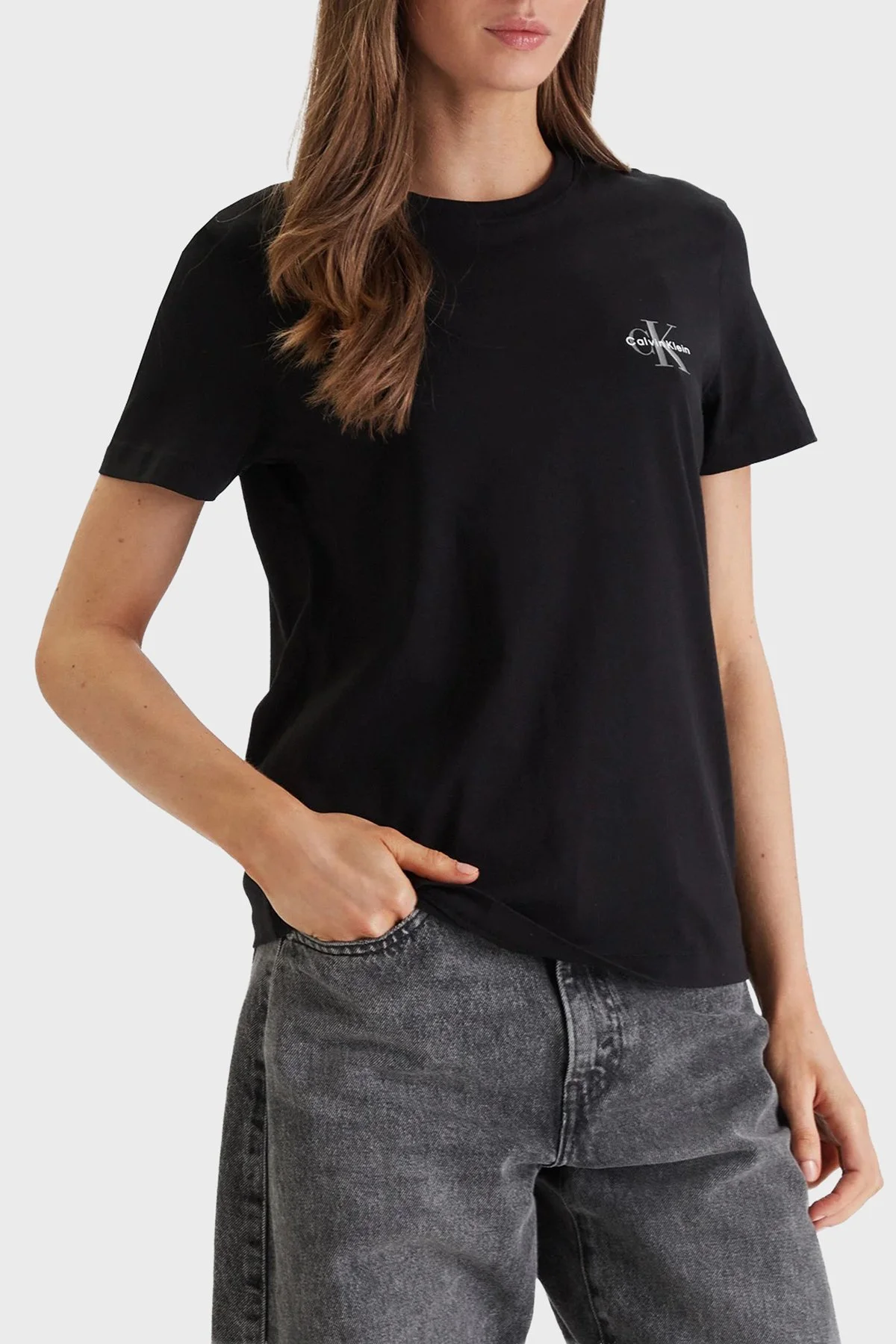 Calvin Klein Pamuklu Regular Fit Logolu Bisiklet Yaka 2 Pack LV047C905G8Z6 Bayan T Shirt LV047C905G 8Z6 Pembe-Siyah - 5