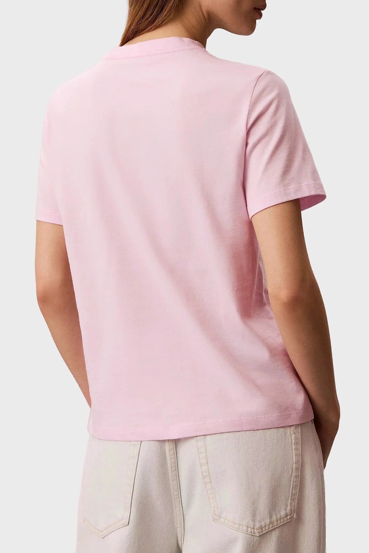 Calvin Klein Pamuklu Regular Fit Logolu Bisiklet Yaka LV047F810G8Z6 Kadın T Shirt LV047F810G 8Z6 PEMBE - 3