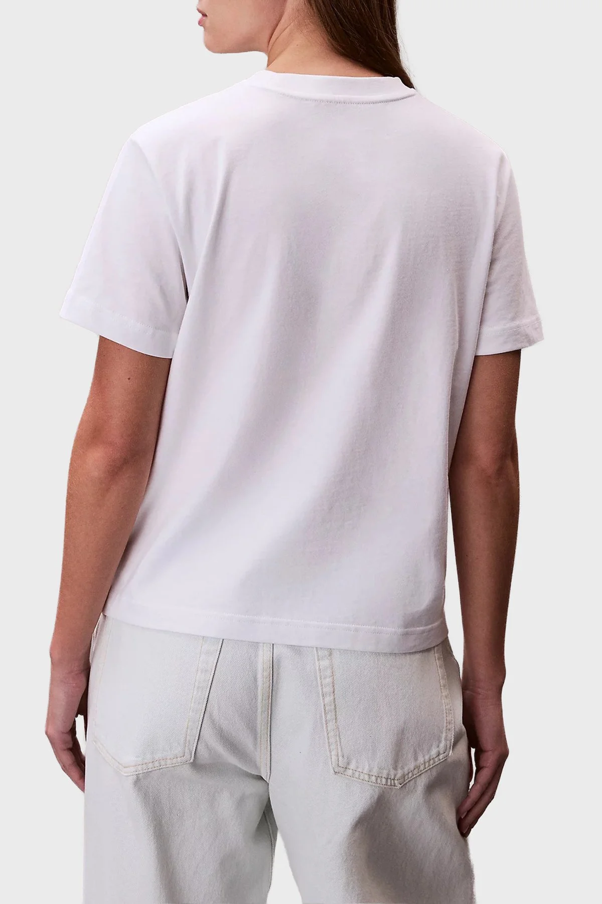 Calvin Klein Pamuklu Regular Fit Logolu Bisiklet Yaka LV047F829GYAF Bayan T Shirt LV047F829G YAF BEYAZ - 3