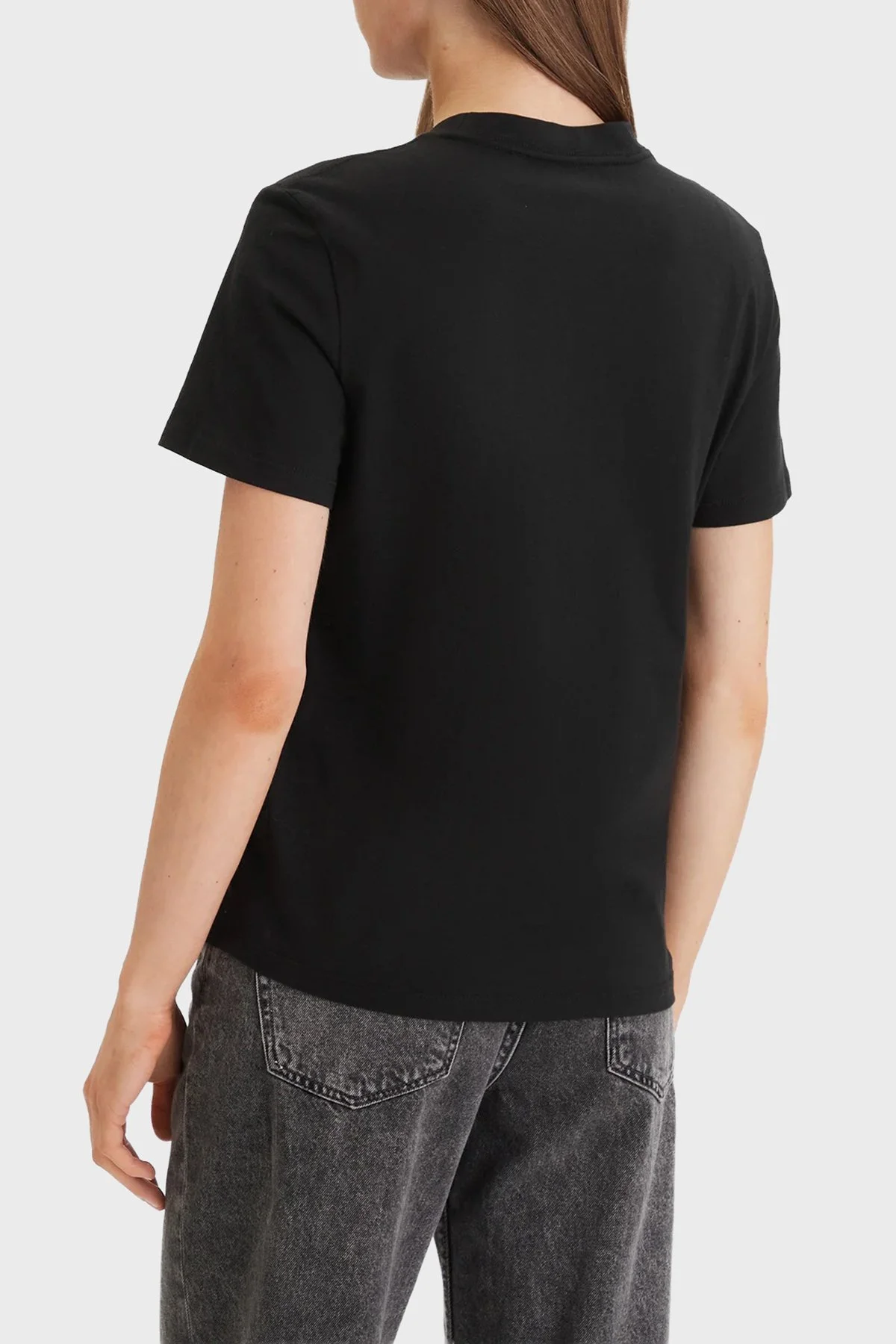 Calvin Klein Pamuklu Regular Fit Logolu Bisiklet Yaka LV047F831GUB1 Bayan T Shirt LV047F831G UB1 SİYAH - 3