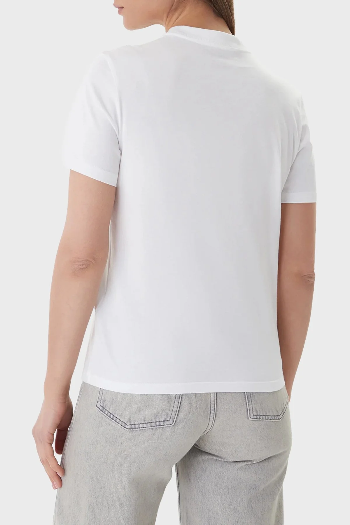 Calvin Klein Pamuklu Regular Fit Logolu Bisiklet Yaka LV047F831GYAF Bayan T Shirt LV047F831G YAF BEYAZ - 3